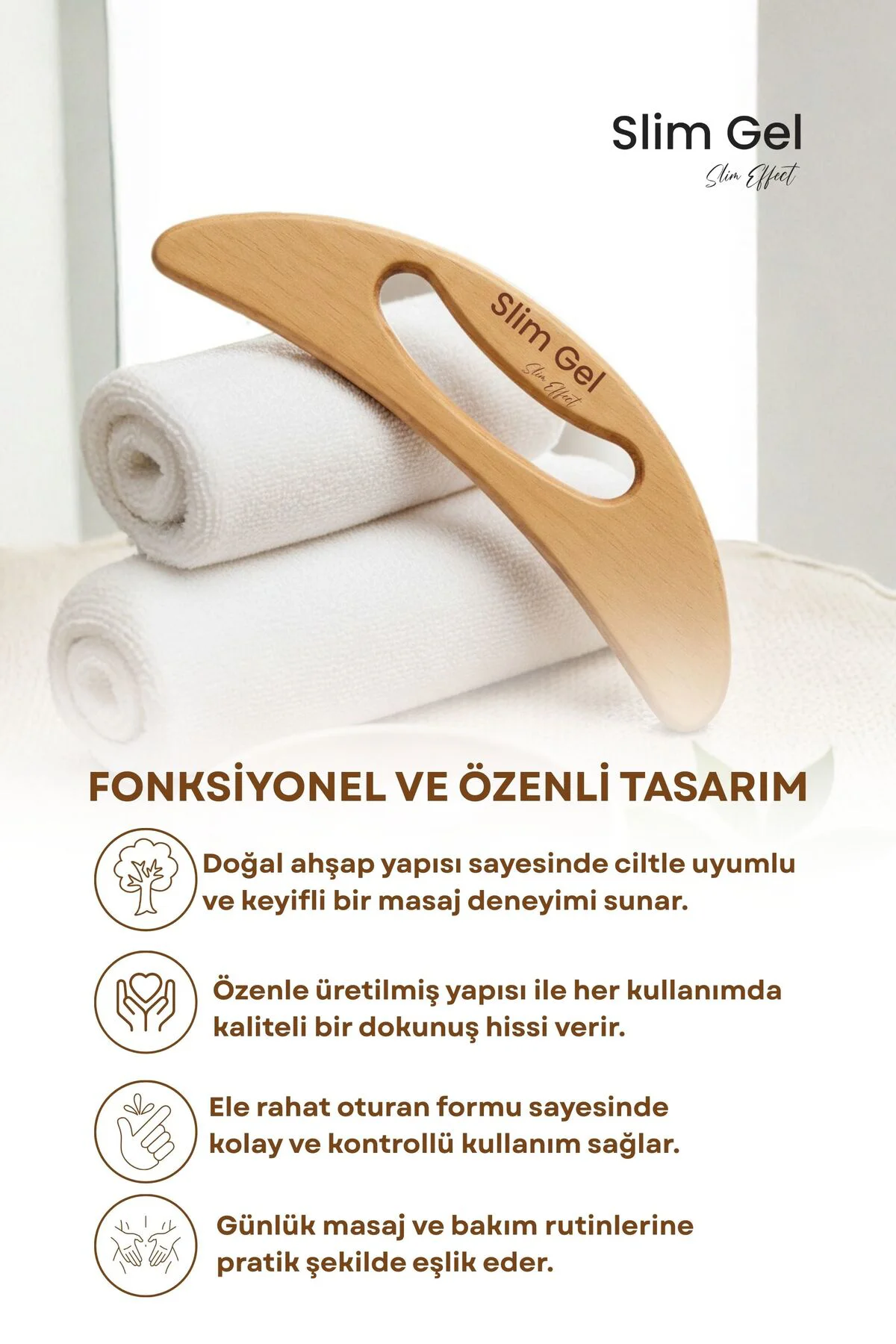 %100 Doğal Ahşap El Yapımı Lenf Masaj Aleti | Selülit Karşıtı Ahş