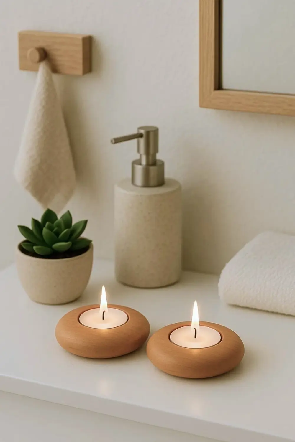 %100 Doğal Ahşap Mumluk | 2’li Set | El Yapımı, Dekoratif, Şık Ve