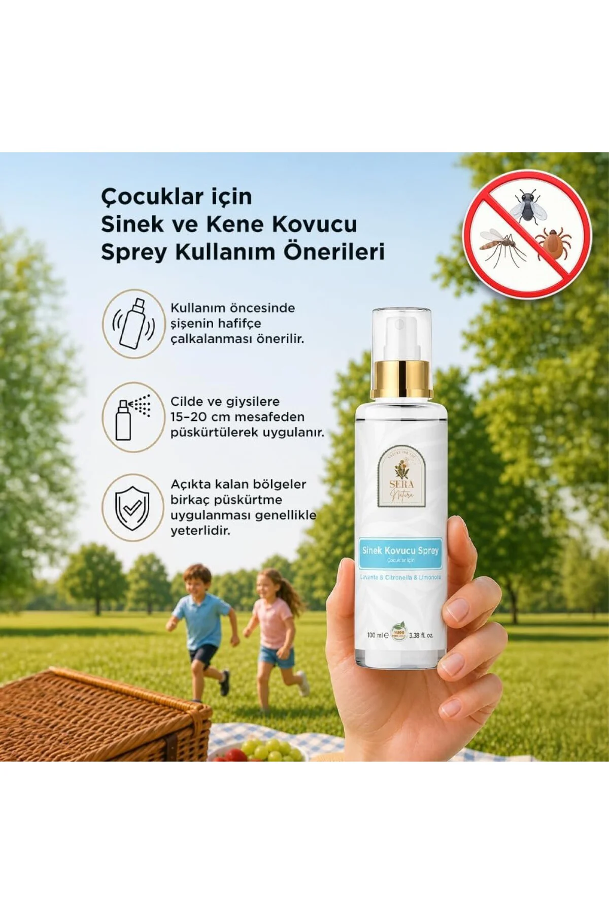 %100 Doğal Çocuk Sinek ve Kene Kovucu Sprey - 100ml | Lavanta Hid