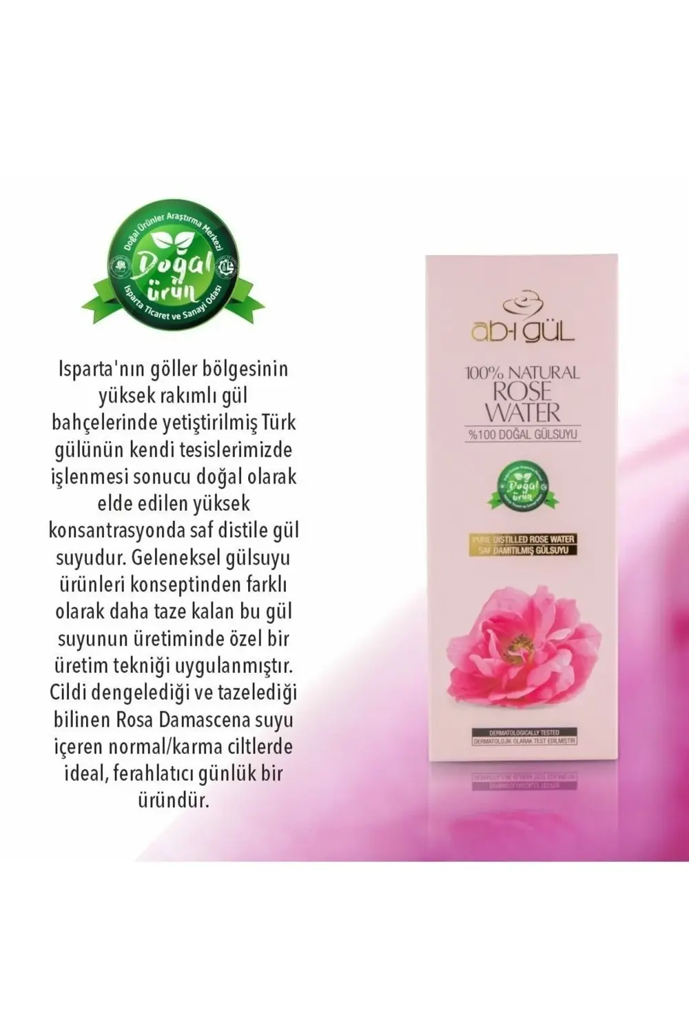 %100 Doğal Gül Suyu 300 Ml
