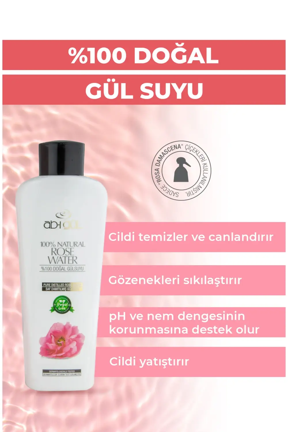 %100 Doğal Gül Suyu 300 Ml