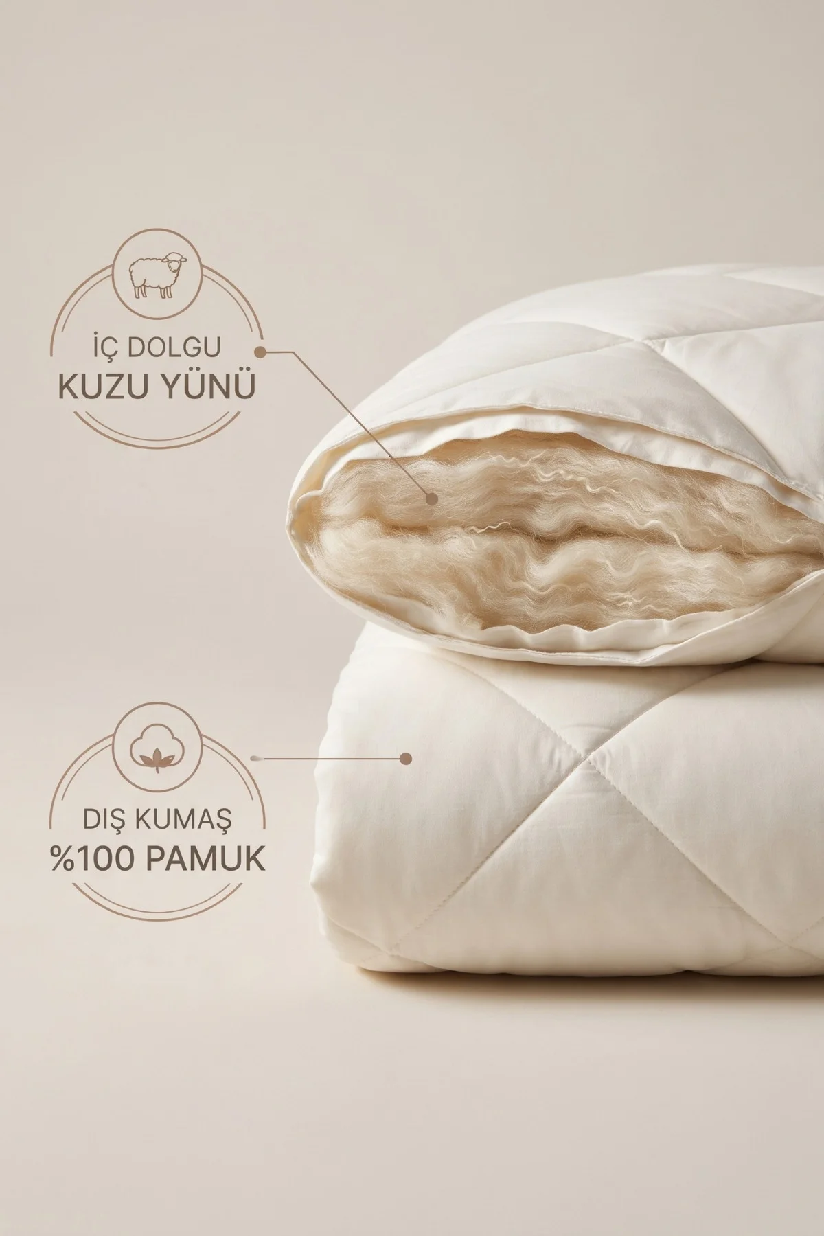 %100 Doğal Kuzu Yünü Yorgan Çift Kişilik Pamuk Kılıflı Kokusuz Terletmez Yıkanabilir 200x220 cm %100 Doğal Kuzu Yünü Yorgan Çift Kişilik Pamuk Kılıflı Kokusuz Terletmez Yıkanabilir 200x220 cm
