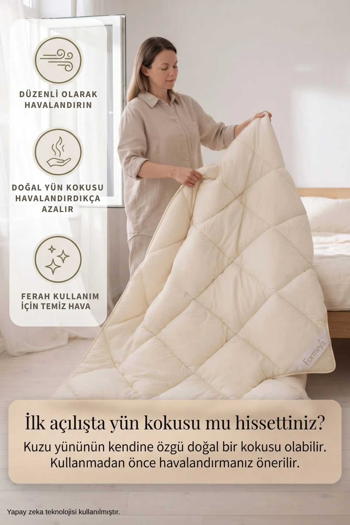 %100 Doğal Kuzu Yünü Yorgan Çift Kişilik Pamuk Kılıflı Kokusuz Terletmez Yıkanabilir 200x220 cm %100 Doğal Kuzu Yünü Yorgan Çift Kişilik Pamuk Kılıflı Kokusuz Terletmez Yıkanabilir 200x220 cm