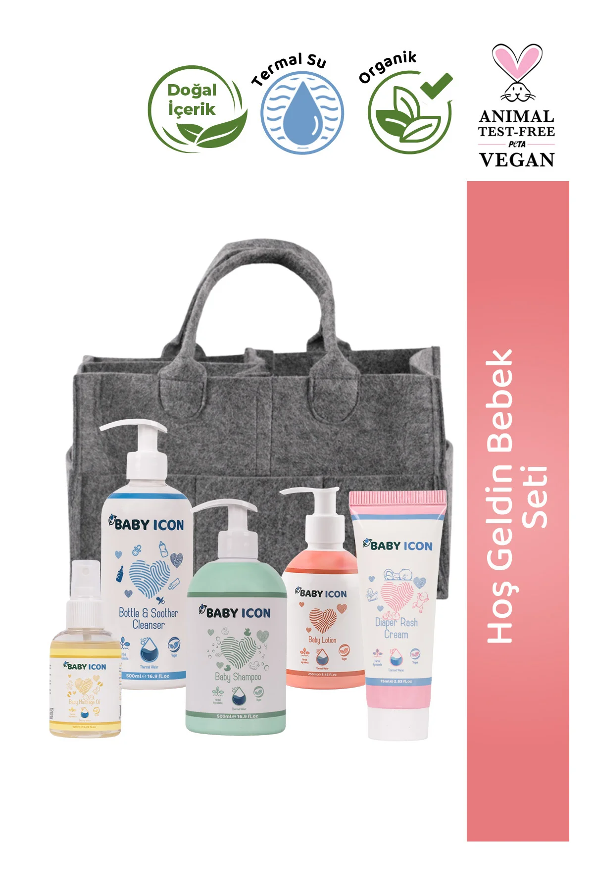 %100 Doğal Organik Vegan Hoşgeldin Anne Bebek Keçe Organize Bakım