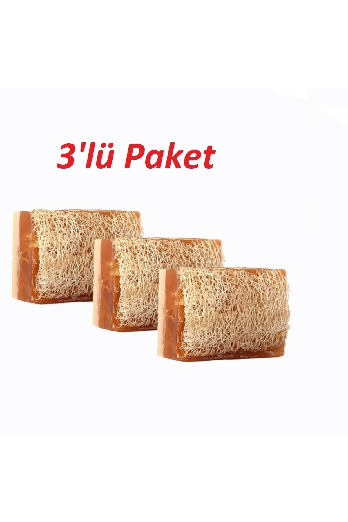 Trendmilano %100 El Yapımı Doğal Kabak Lifli Ballı Eşek Sütü Sabunu 3'Lü Pake