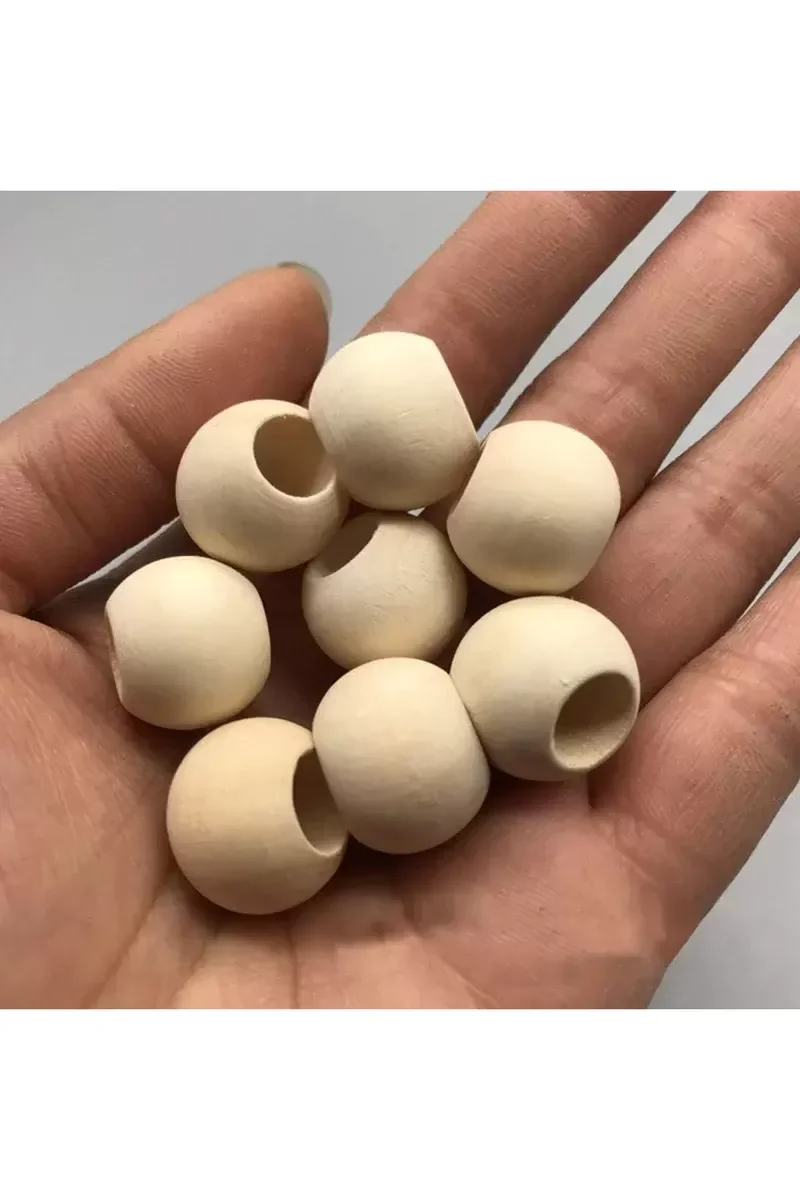 100 Gr (100 Adet) Ahşap Boncuk 15 mm çap x 10 mm Delik Doğal Yuva