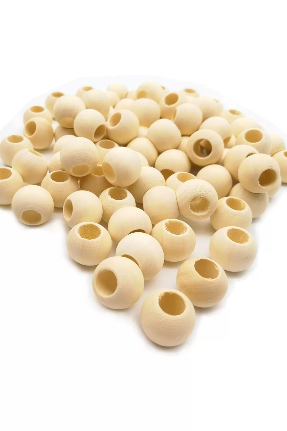 100 Gr (100 Adet) Ahşap Boncuk 15 mm çap x 10 mm Delik Doğal Yuva