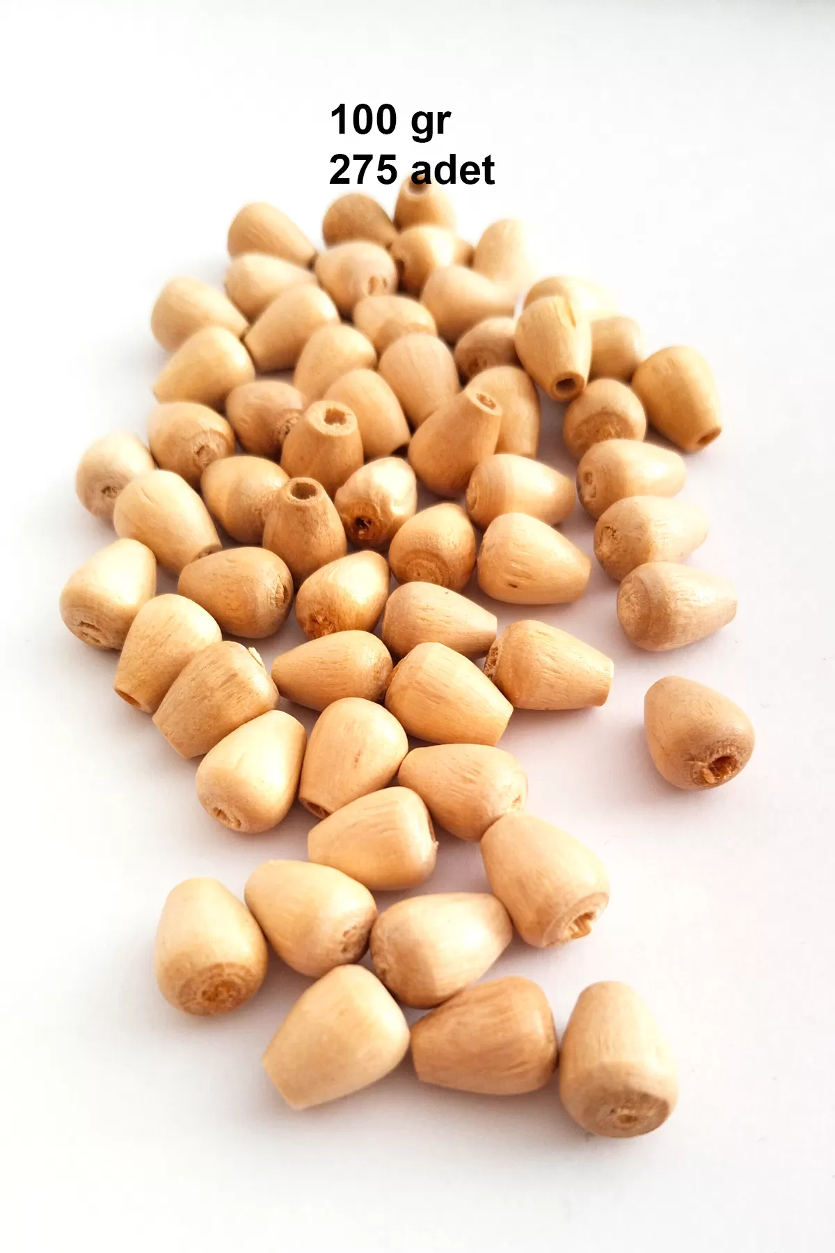 Just Cheap Store 100 Gr (275 Adet) Ahşap Boncuk 12 Mm Boy X 10 Mm En Doğal Ahşap M