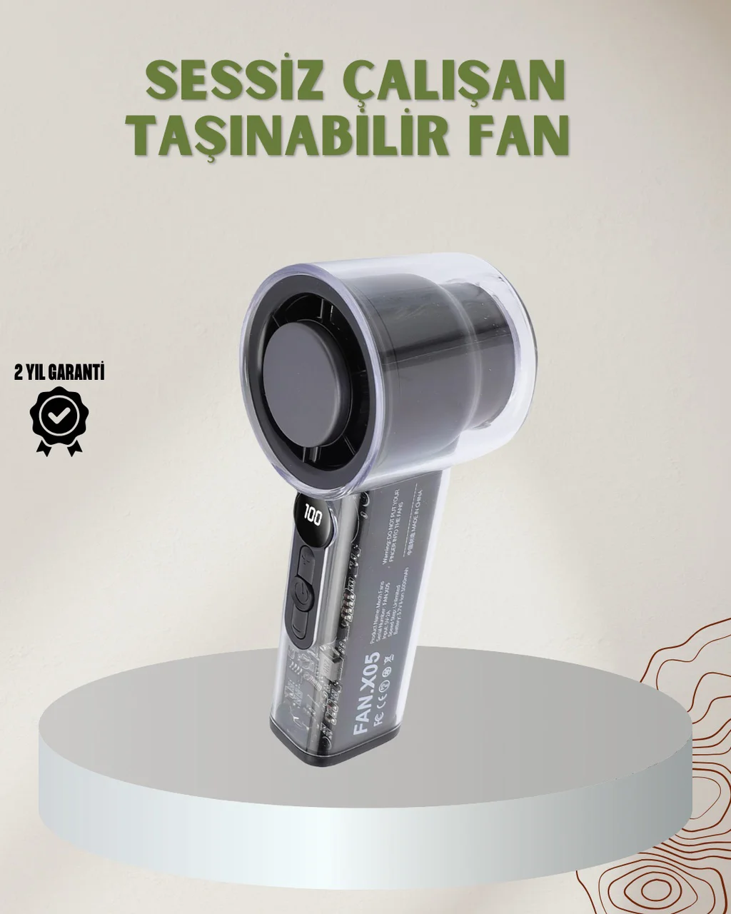 100 Kademeli Ayarlanabilir Mini Fan Dijital Ekranlı Serinletici - Lisinya