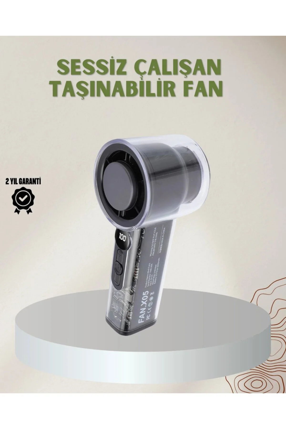 100 Kademeli Ayarlanabilir Mini Fan | Dijital Ekranlı Serinletici