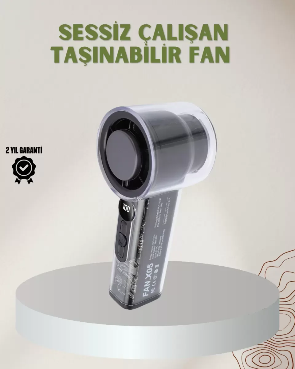 100 Kademeli Ayarlanabilir Mini Fan | Dijital Ekranlı Serinletici - Lisinya