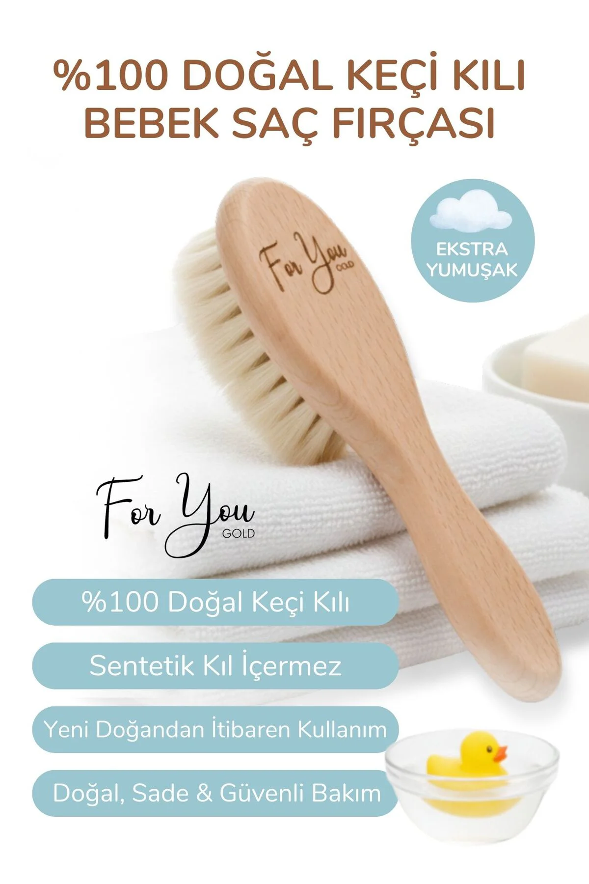 %100 Keçi Kılı Doğal Bebek Saç Fırçası