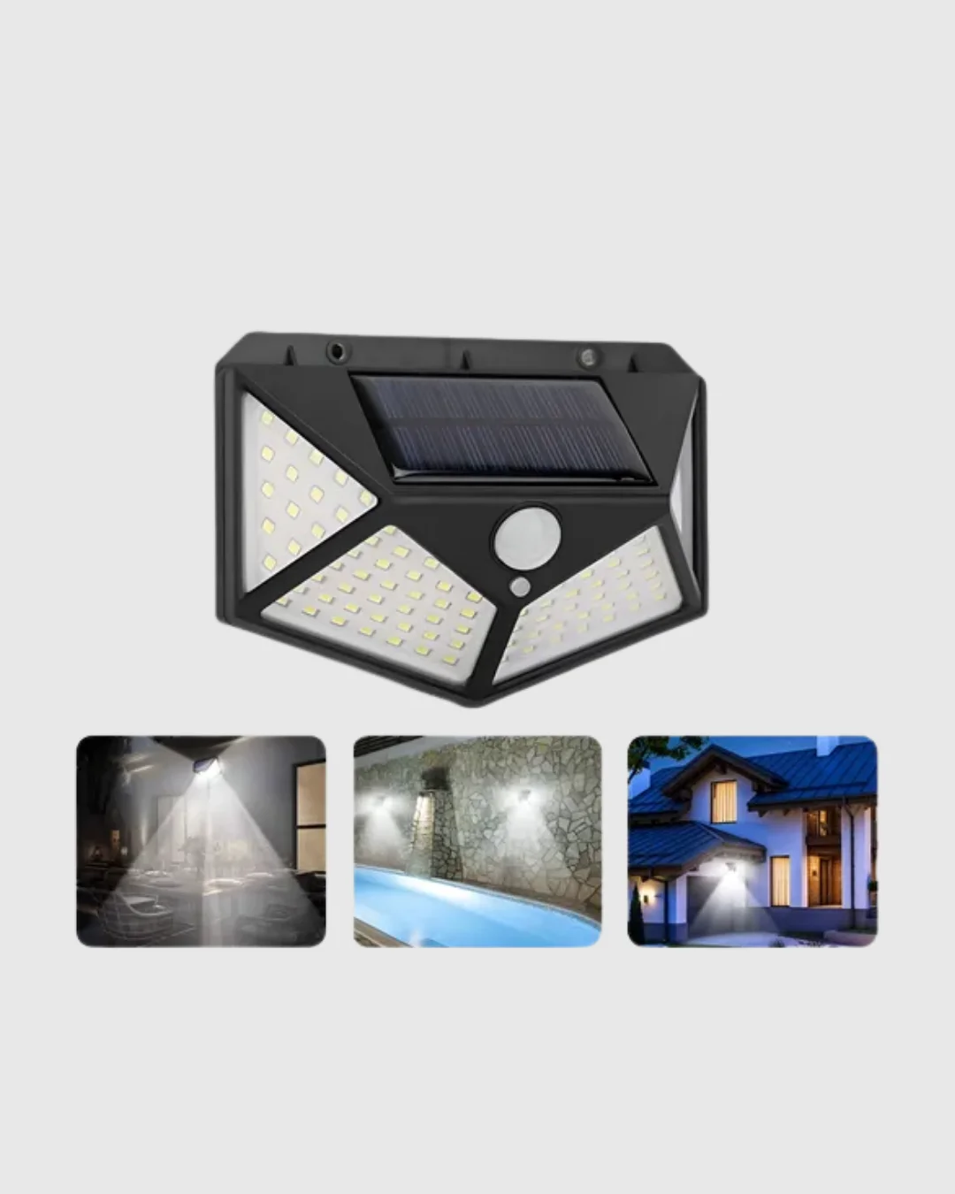 100 LED Güneş Enerjili Bahçe Lambası – PIR Sensörlü, IP65 Su Geçirmez Dış Mekan Aydınlatma