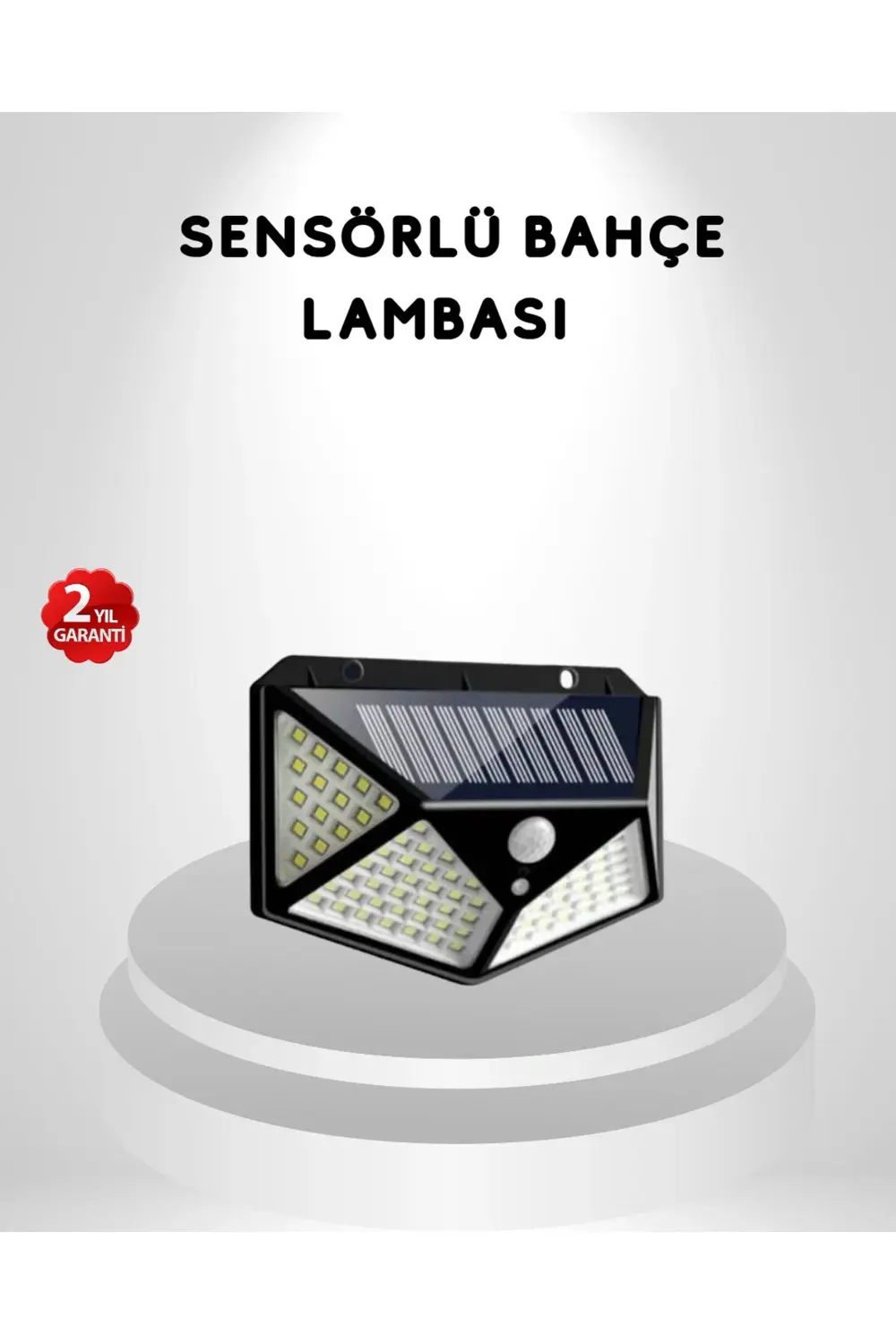 100 LED Güneş Enerjili Bahçe Lambası – PIR Sensörlü, IP65 Su Geçi