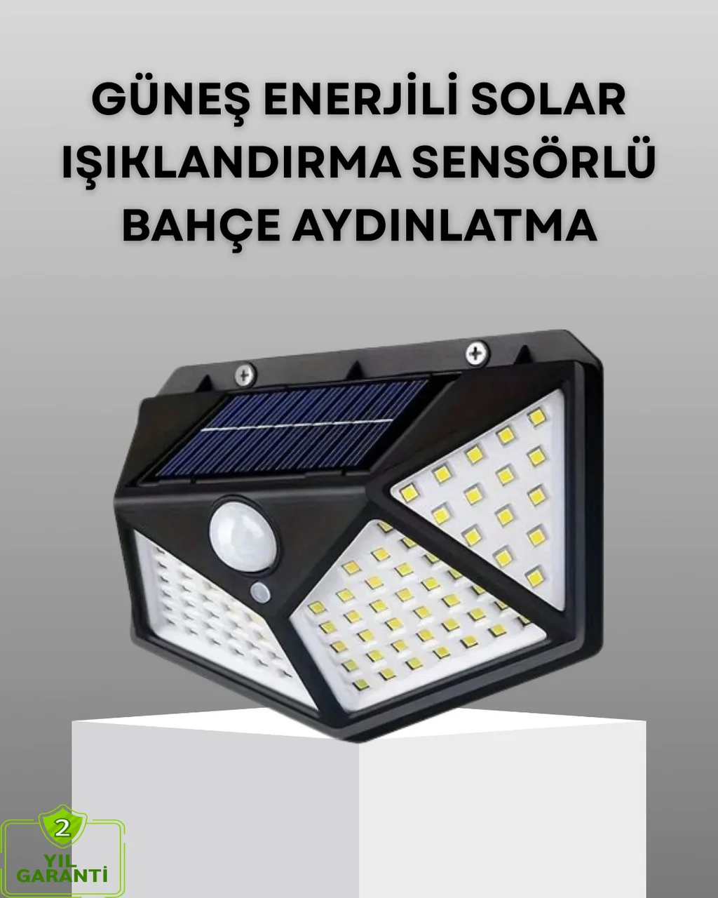 100 Led Solar Lamba Hareket Algılamalı Bahçe Duvar Dış Mekan Aydı