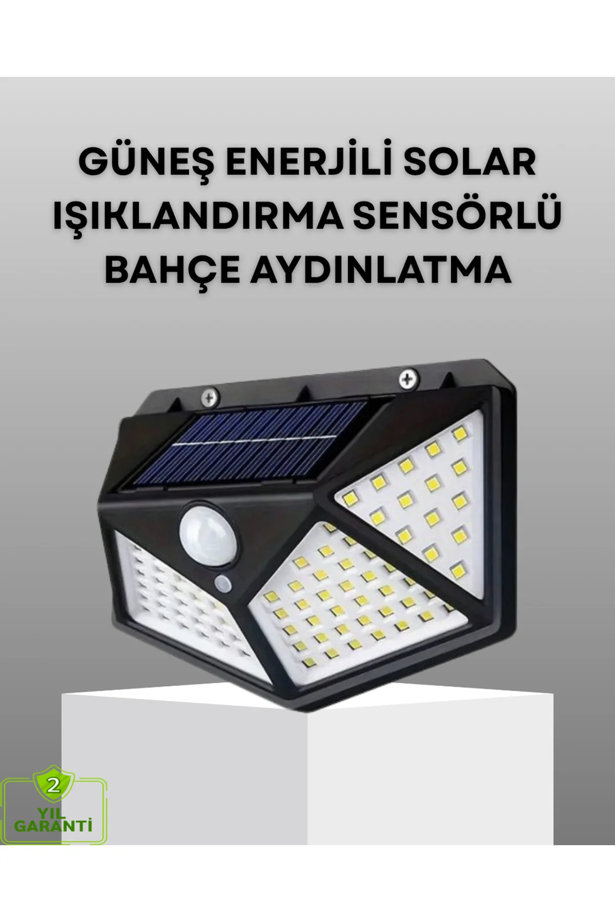 100 LED Solar Lamba Hareket Algılamalı Bahçe Duvar Dış Mekan Aydı