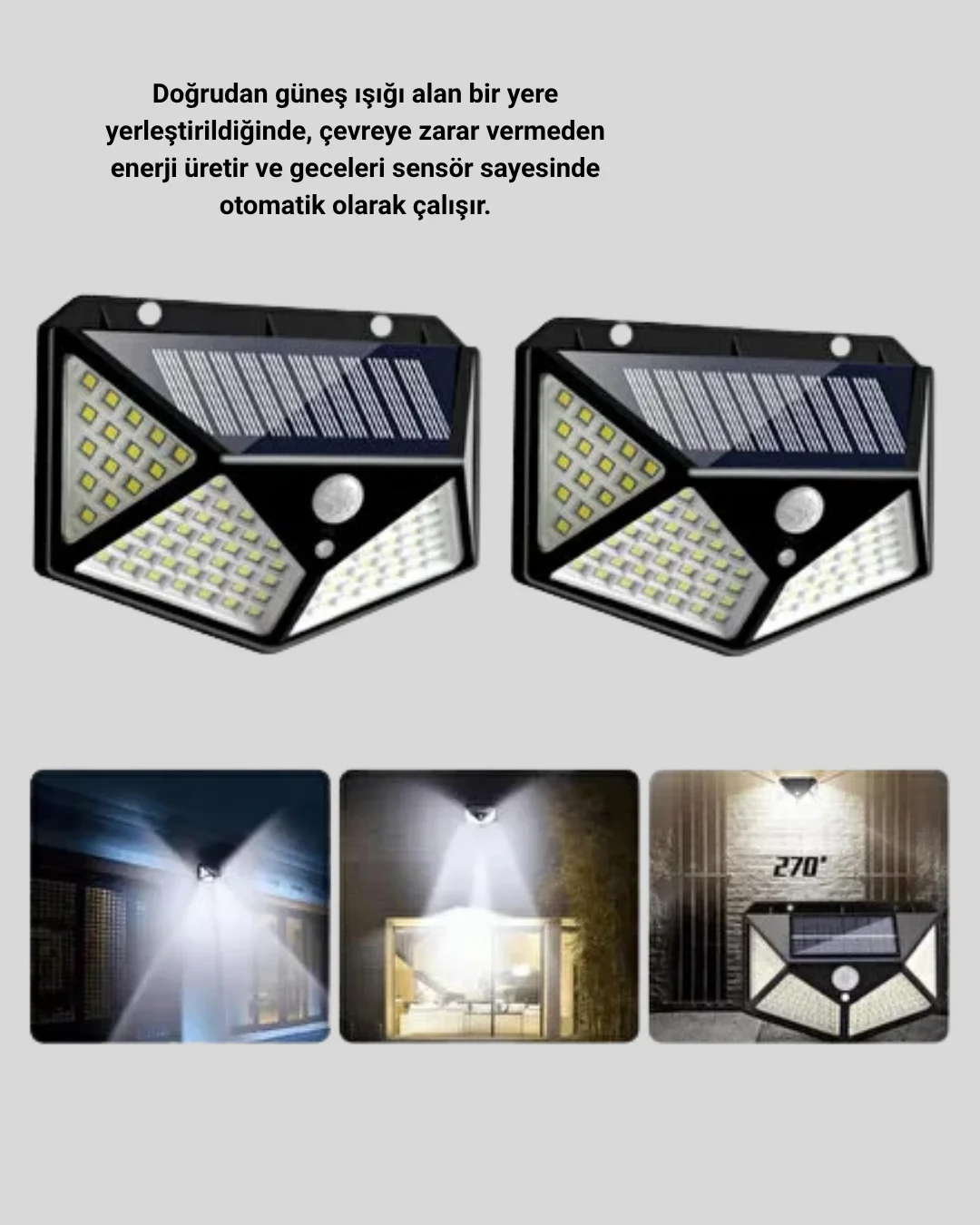100 LED Solar Lamba Hareket Algılamalı Bahçe Duvar Dış Mekan Aydınlatma 100 LED Solar Lamba Hareket Algılamalı Bahçe Duvar Dış Mekan Aydınlatma