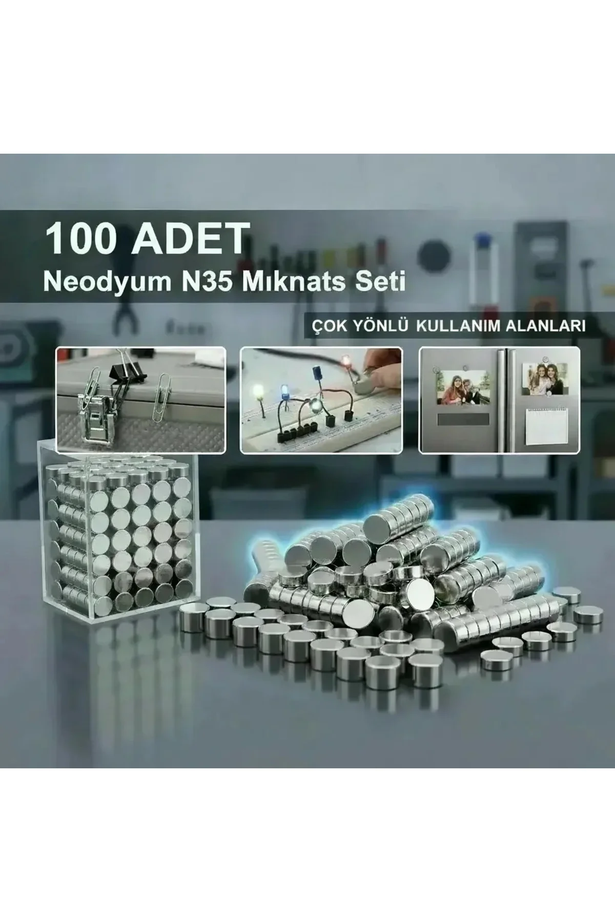 100 Lü 8x3mm Yuvarlak Neodyum Mıknatıs 100 Lü 8x3mm Yuvarlak Neodyum Mıknatıs