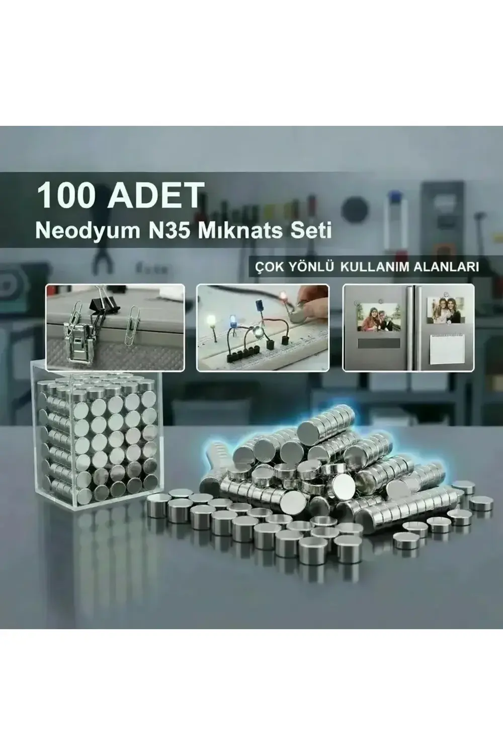 100 Lü 8x3mm Yuvarlak Neodyum Mıknatıs