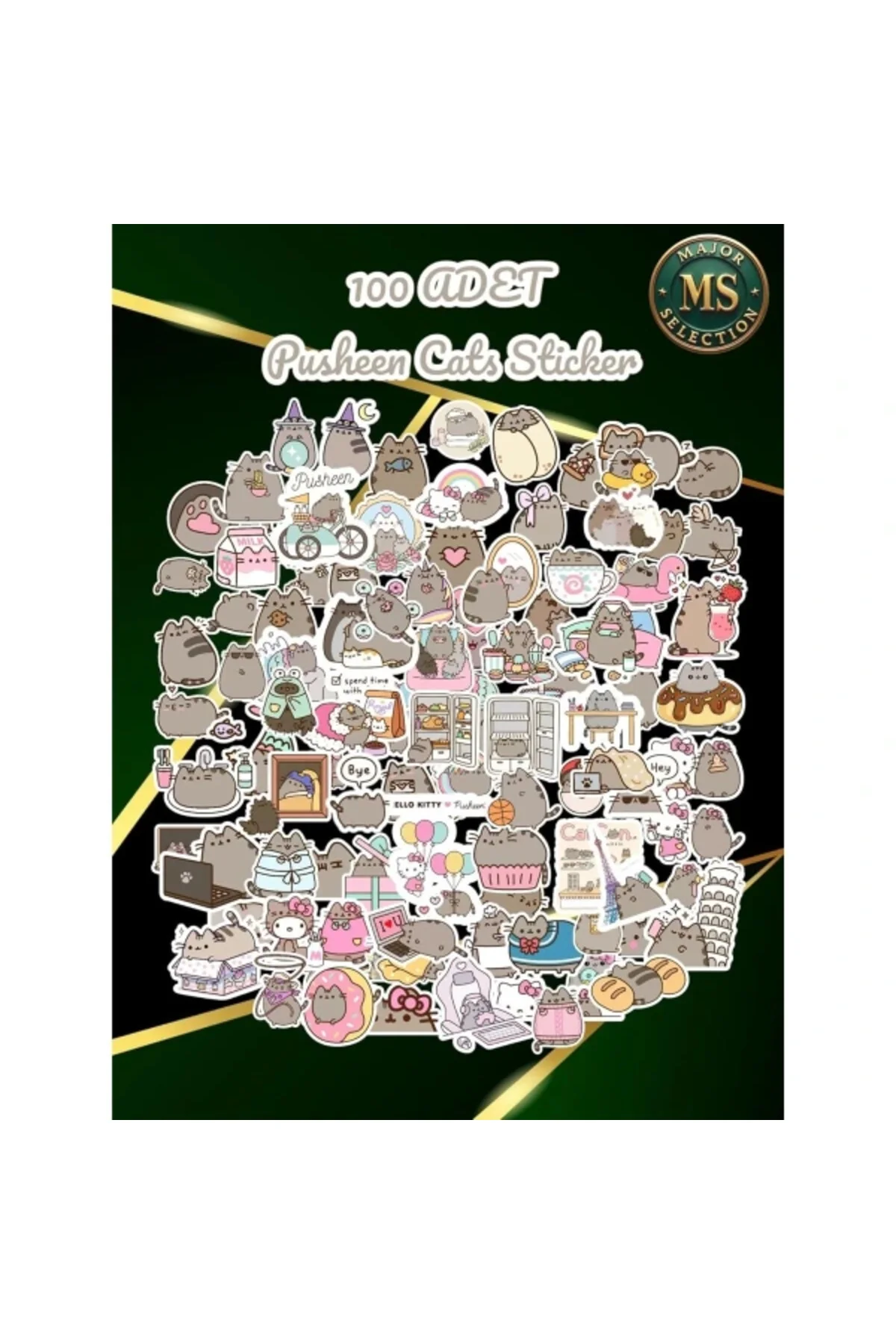 100 ?lü Sevimli Kedi Sticker Seti Suya Dayanıklı, Renkli ve Eğlenceli Çıkartmalar La