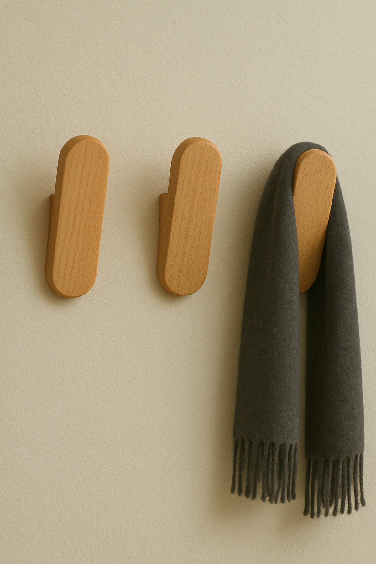 Mismuka %100 Masif Ahşap Duvar Askısı | 3'Lü Set | Doğal Ve Şık, Minimal