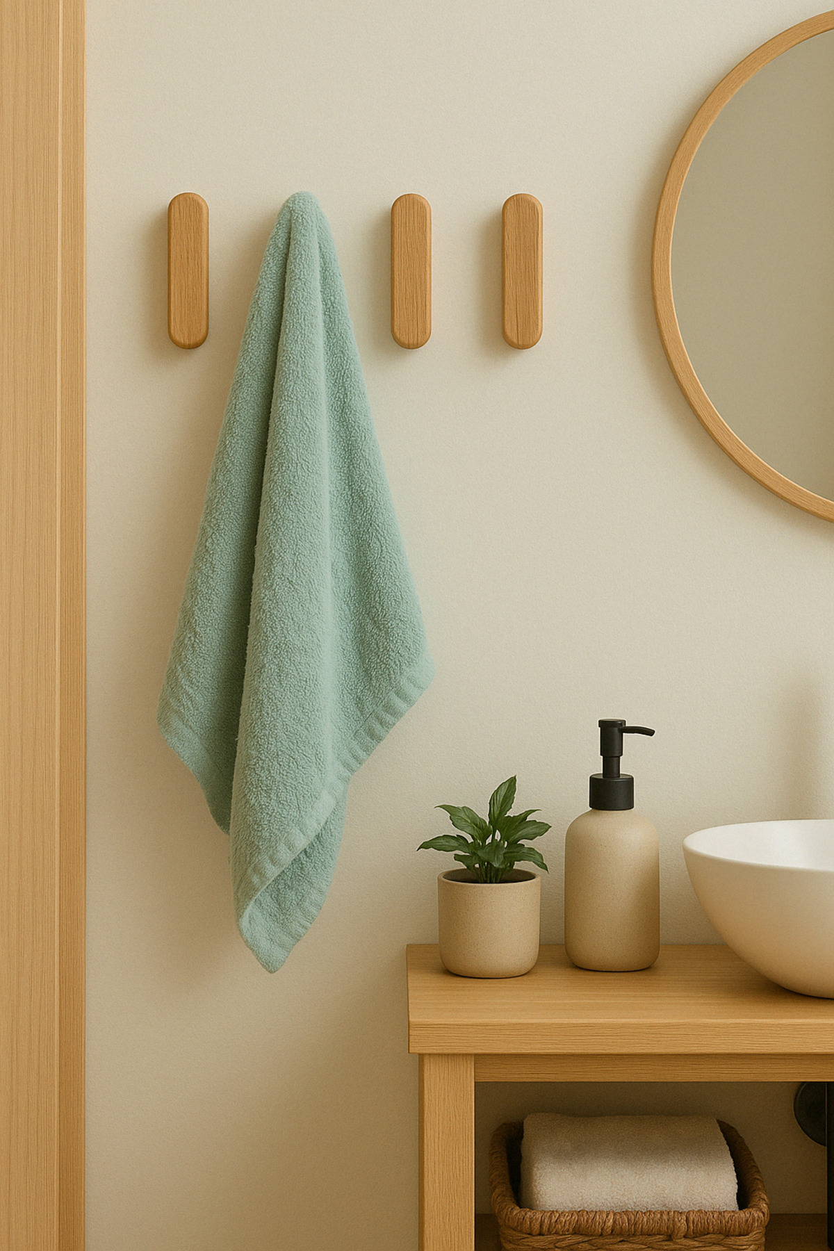 Mismuka %100 Masif Ahşap Duvar Askısı | 4'Lü Set | Doğal Ve Şık, Minimal