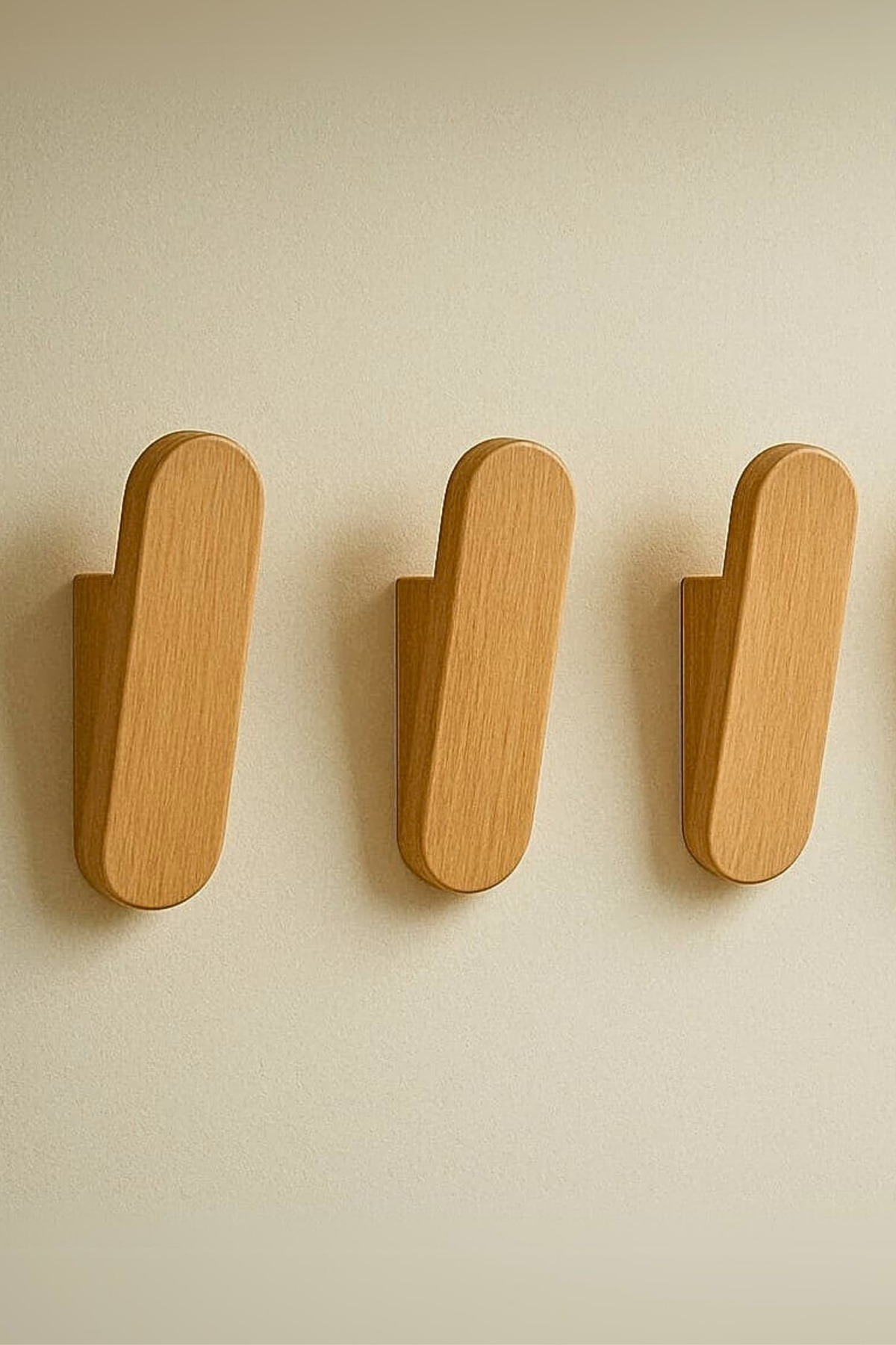Mismuka %100 Masif Ahşap Duvar Askısı | 3'Lü Set | Doğal Ve Şık, Minimal