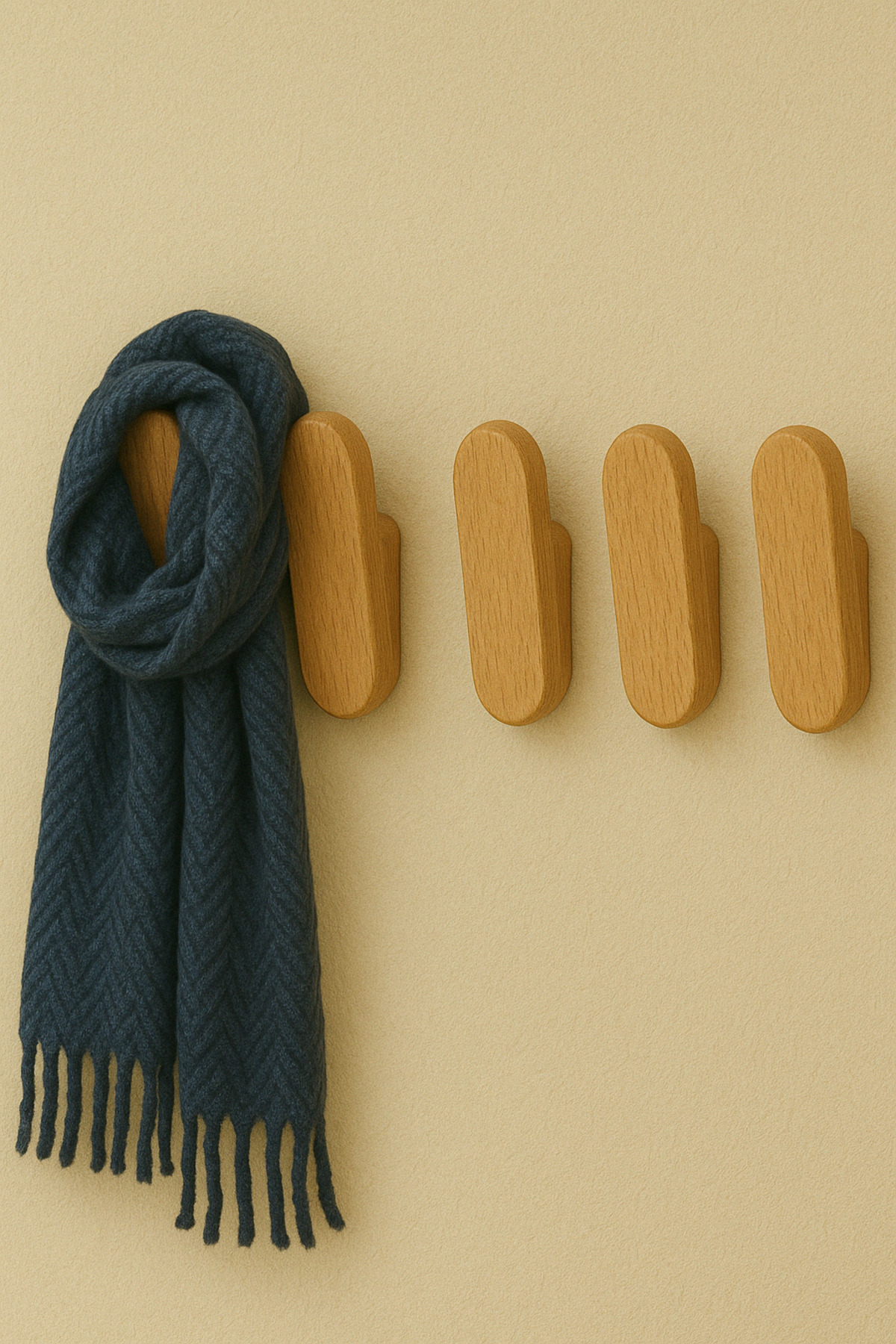 Mismuka %100 Masif Ahşap Duvar Askısı | 5'Li Set | Doğal Ve Şık, Minimal