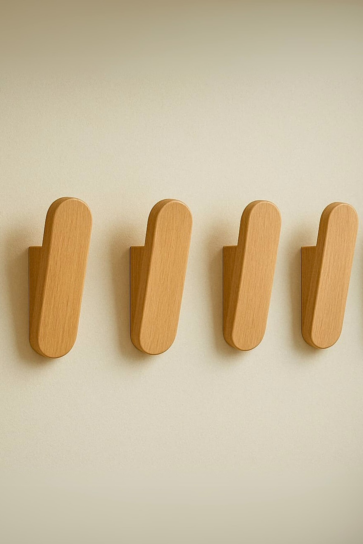 Mismuka %100 Masif Ahşap Duvar Askısı | 4'Lü Set | Doğal Ve Şık, Minimal