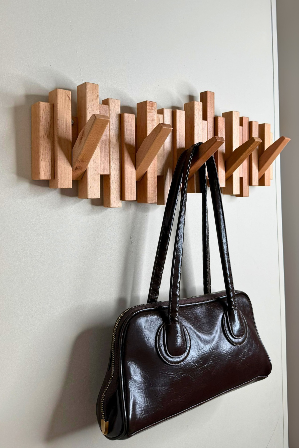 Mismuka %100 Masif Doğal Ahşap Piyano Askılık | 5'Li Açılır Kapanır Duvar