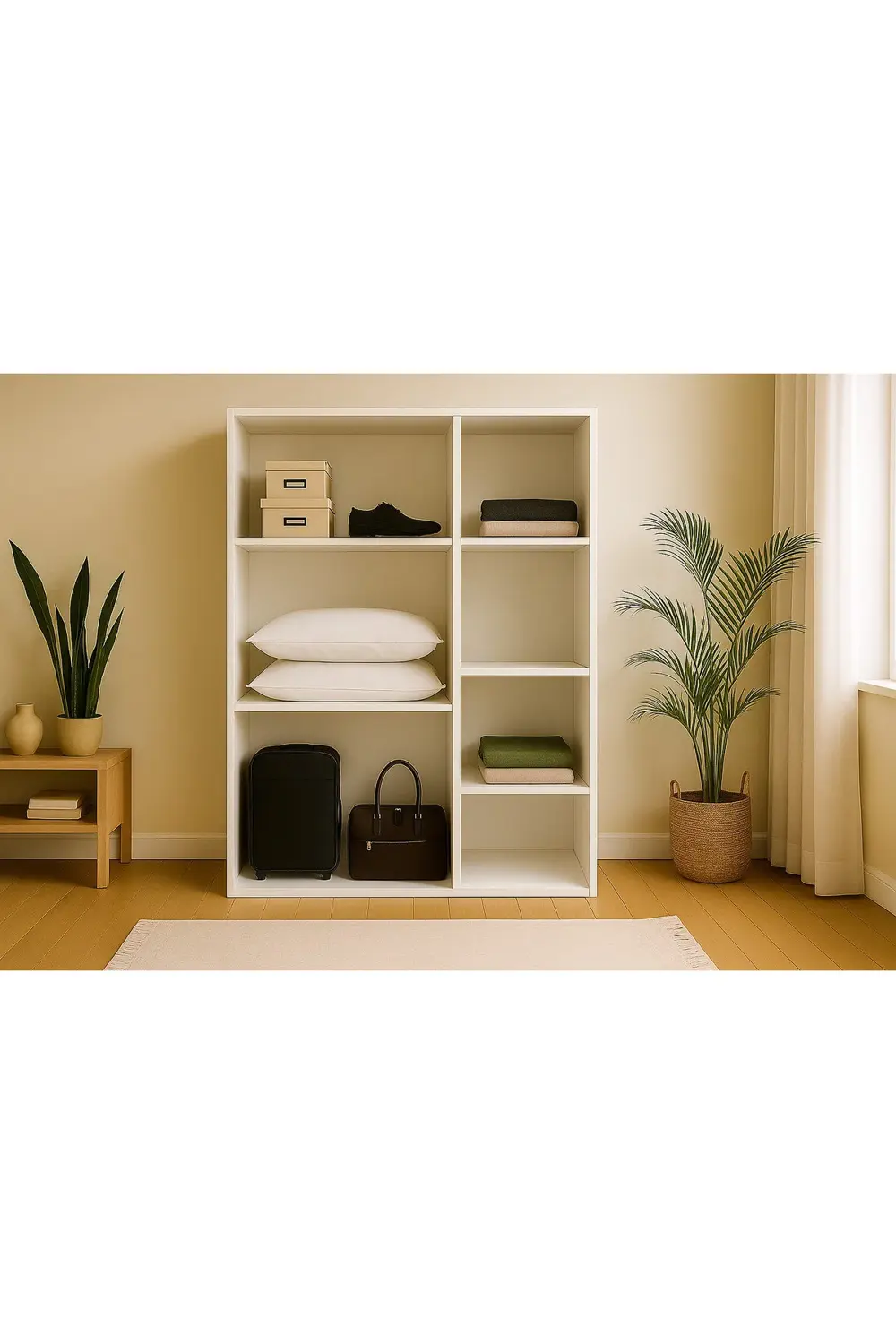 %100 Mdf 3 Kapaklı Yüklük Dolap | 180X135X50 cm | Beyaz – Modern