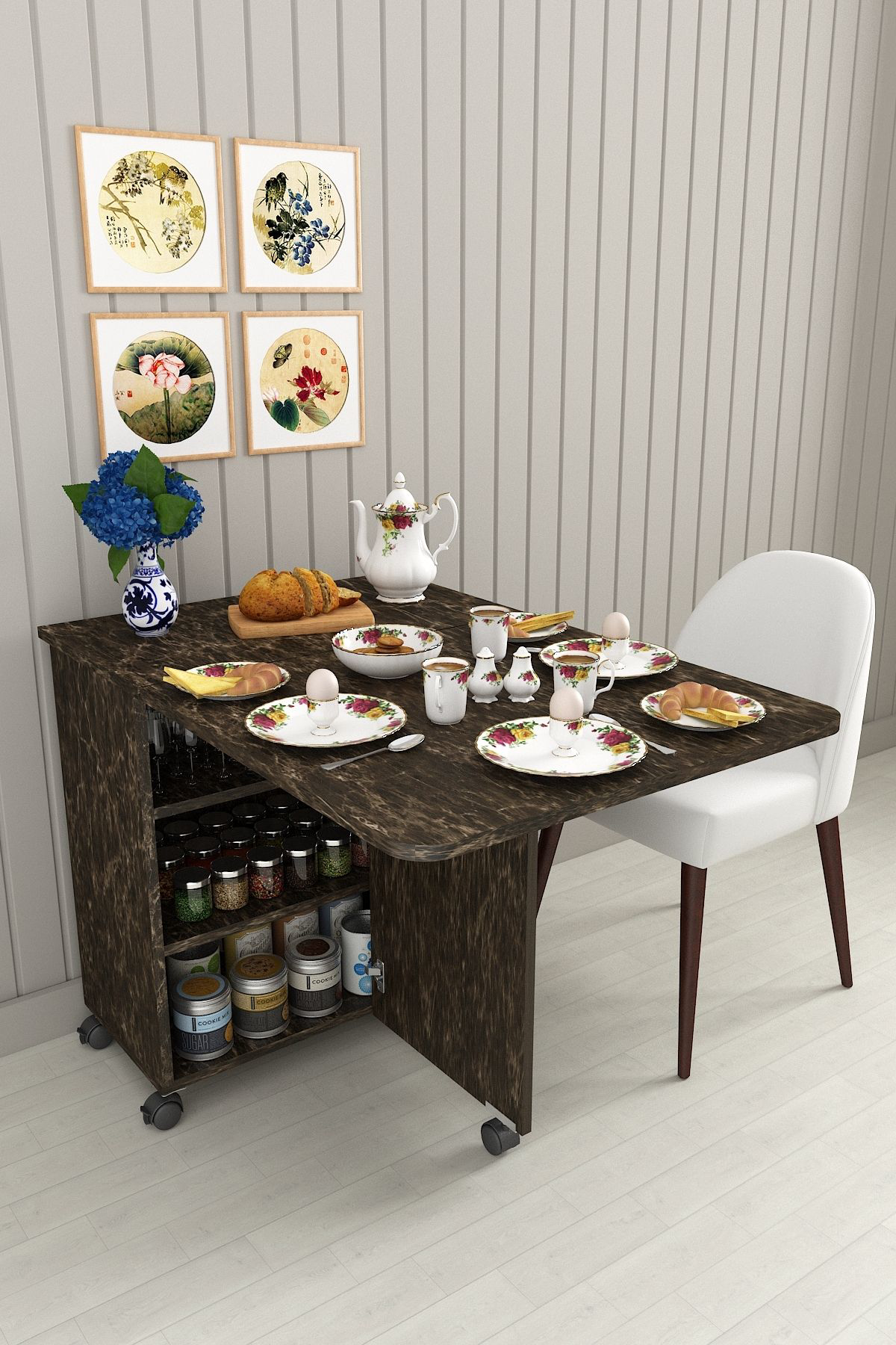 %100 Mdflam 105cm Mutfak Adası Yemek Masası Kahve Köşesi SİYAH TA