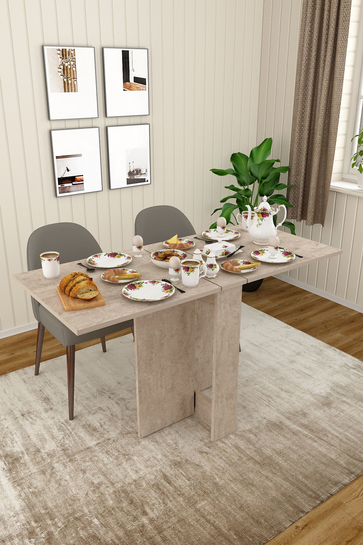 %100 Mdflam Katlanır Mutfak Yemek Çalışma Masası KM-32 SİDON