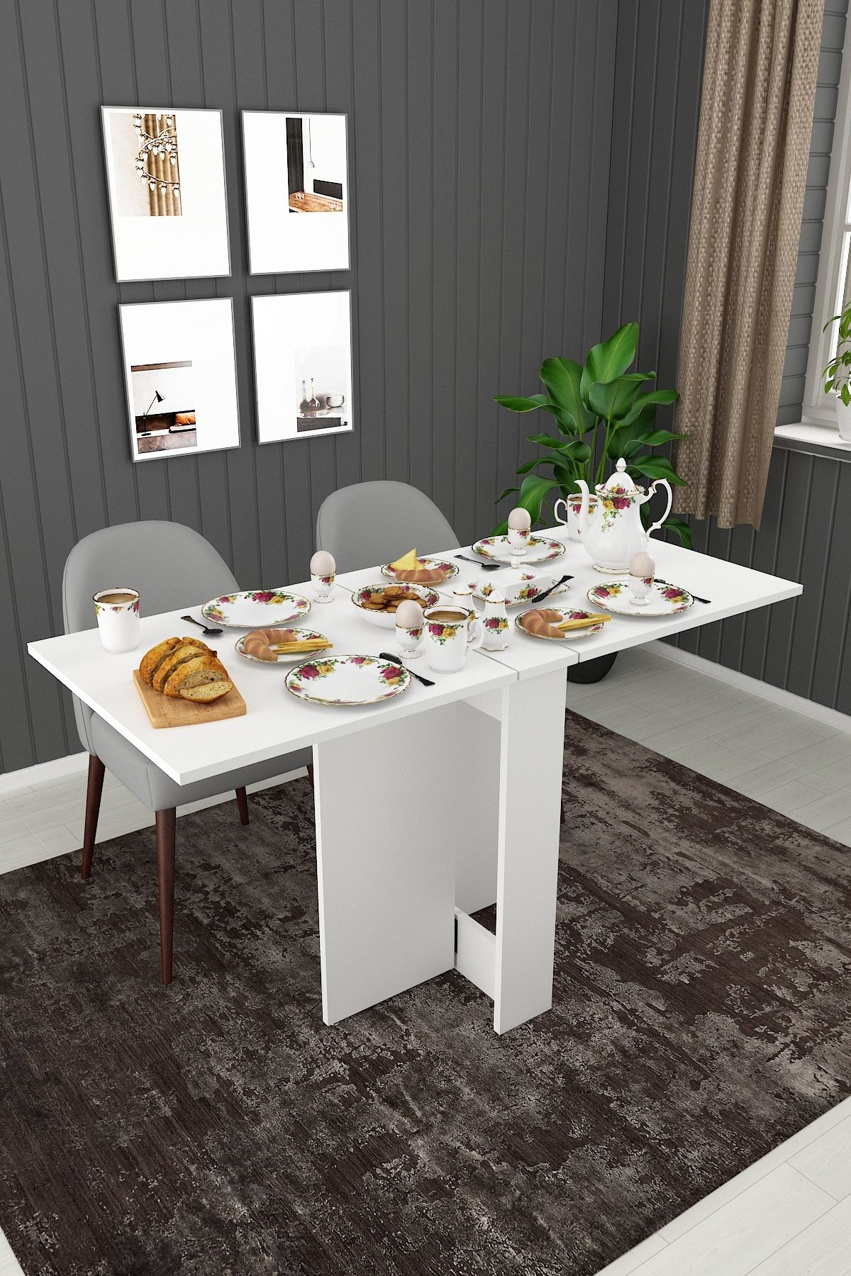 %100 Mdflam Katlanır Mutfak Yemek Çalışma Masası KM-32 BEYAZ %100 Mdflam Katlanır Mutfak Yemek Çalışma Masası KM-32 BEYAZ