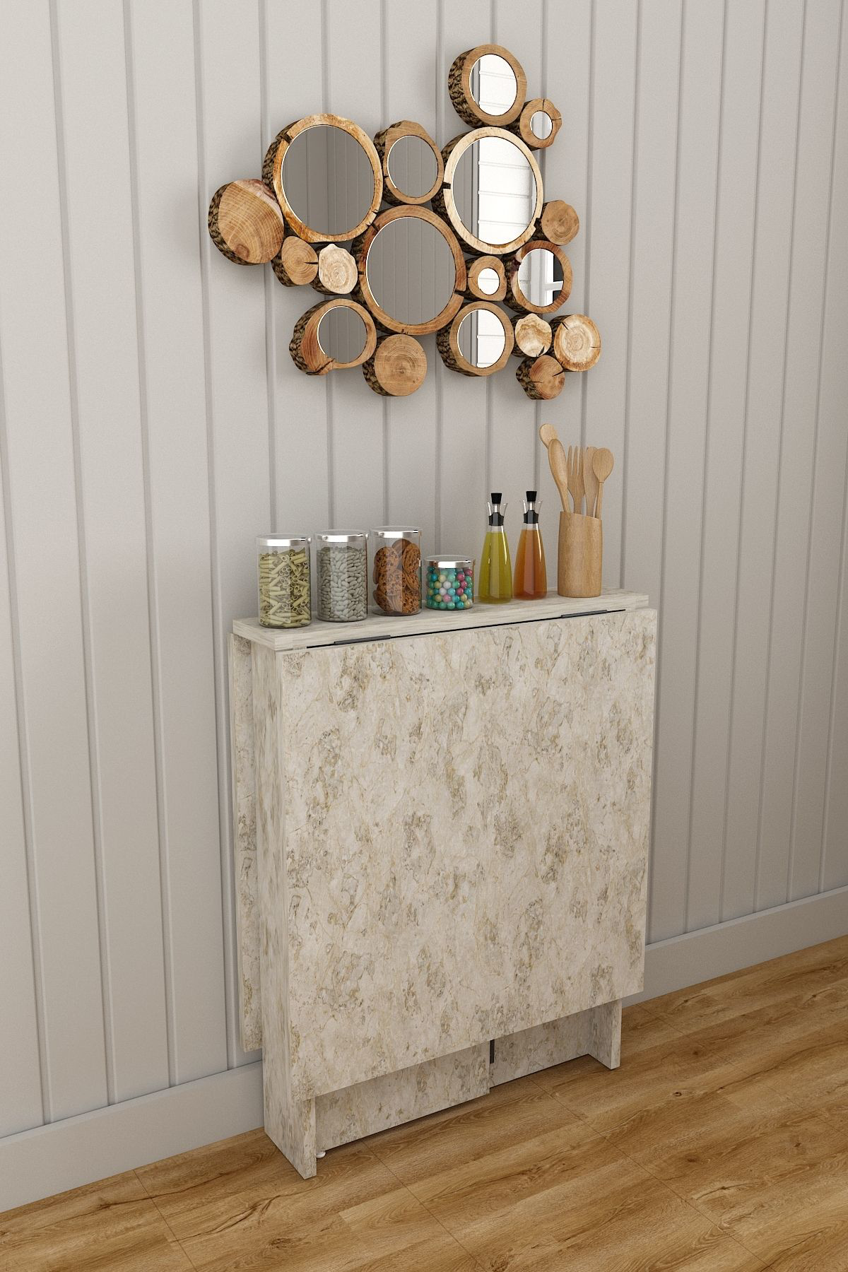 %100 Mdflam Katlanır Mutfak Yemek Çalışma Masası KM-32 SİLVES