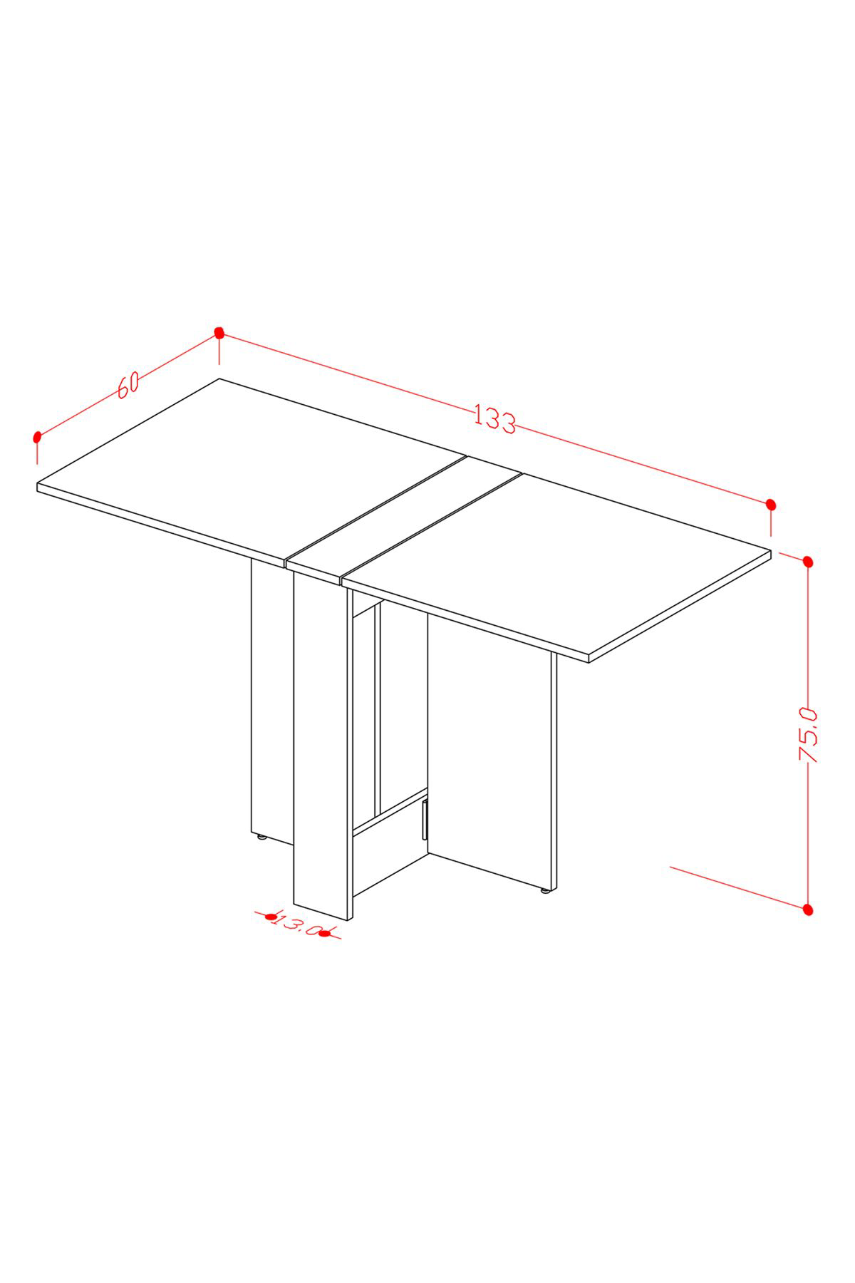 %100 Mdflam Katlanır Mutfak Yemek Çalışma Masası KM-32 RETRO GRİ