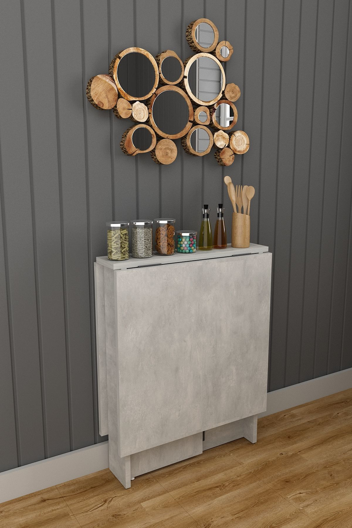 %100 Mdflam Katlanır Mutfak Yemek Çalışma Masası KM-32 RETRO TAŞ