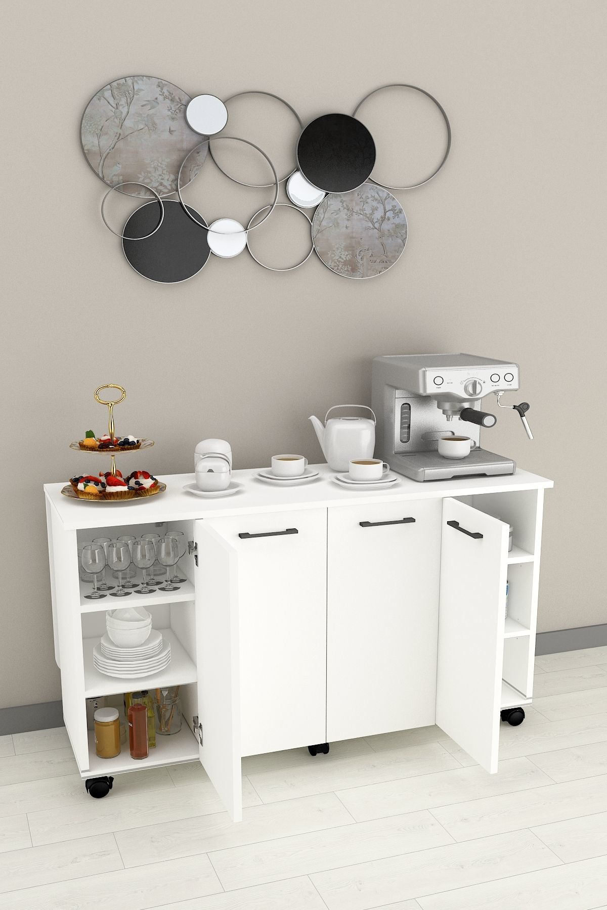 %100 Mdflam Mutfak Adası Yemek Masası Kahve Köşesi MA-02 BEYAZ