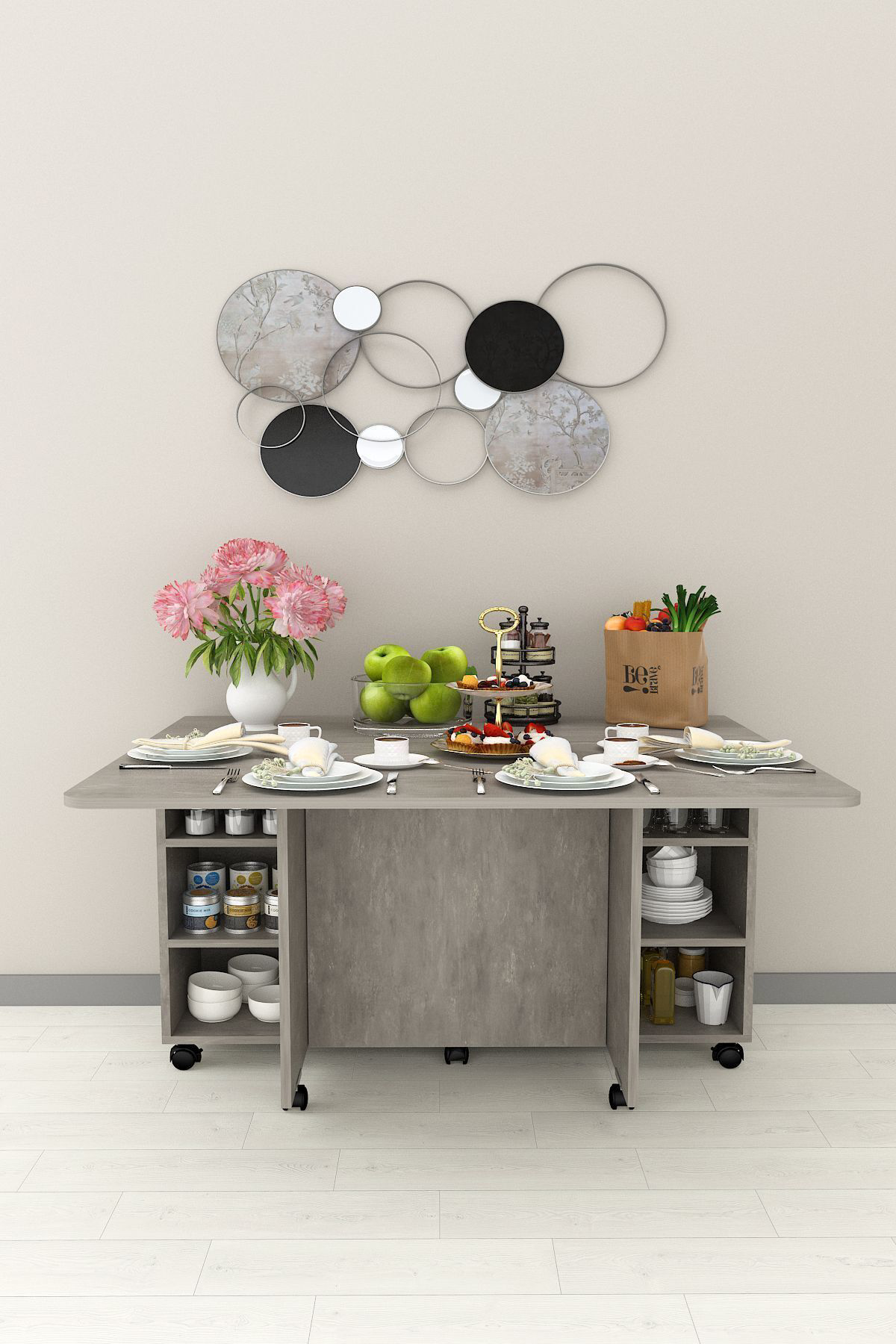 %100 MDFLAM Mutfak Adası Yemek Masası Kahve Köşesi MA-02 RETRO GR