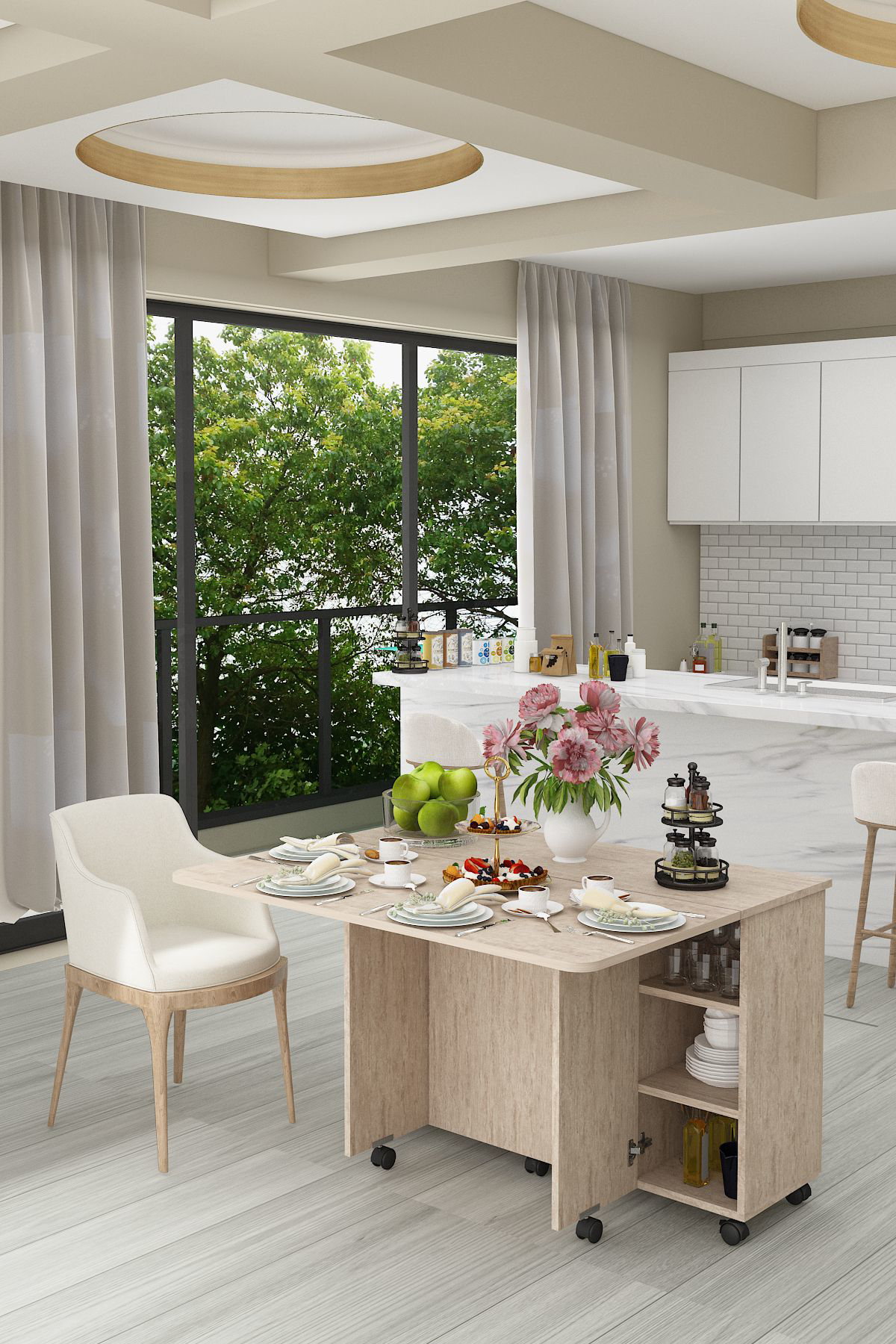 %100 MDFLAM Mutfak Adası Yemek Masası Kahve Köşesi MA-02 SİDON