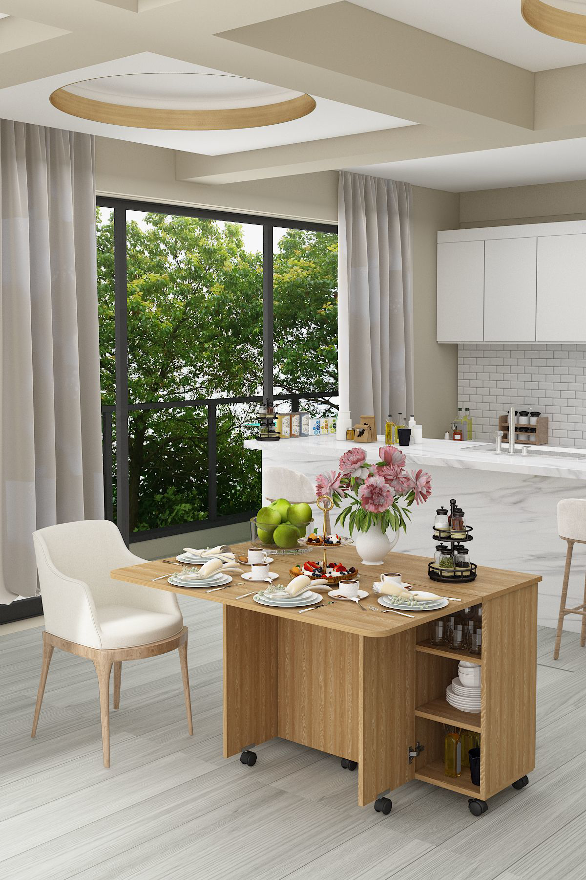 %100 Mdflam Mutfak Adası Yemek Masası Kahve Köşesi MA-02 LİVANA