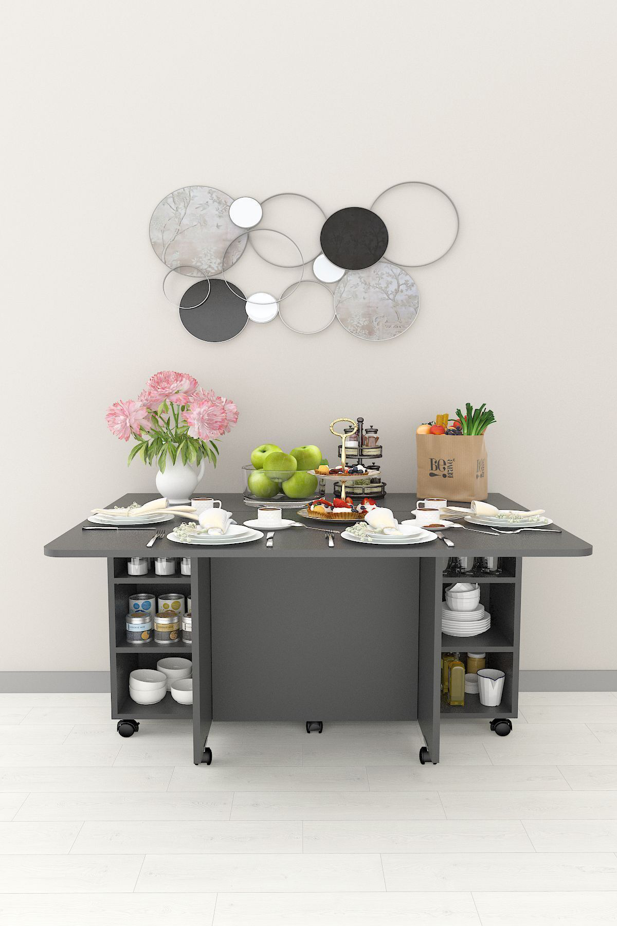 %100 Mdflam Mutfak Adası Yemek Masası Kahve Köşesi MA-02 ANTRASİT