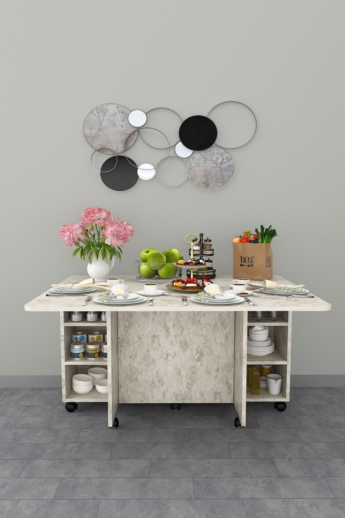 %100 Mdflam Mutfak Adası Yemek Masası Kahve Köşesi MA-02 SİLVES