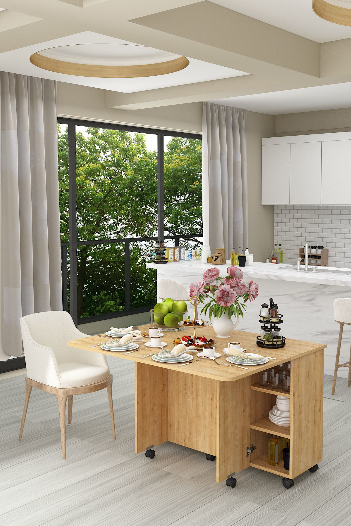 %100 Mdflam Mutfak Adası Yemek Masası Kahve Köşesi MA-02 SAFİR ME