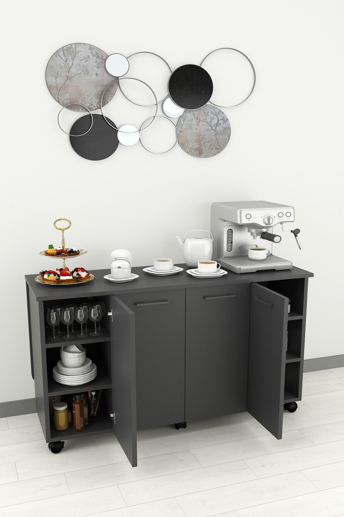 %100 Mdflam Mutfak Adası Yemek Masası Kahve Köşesi MA-02 ANTRASİT