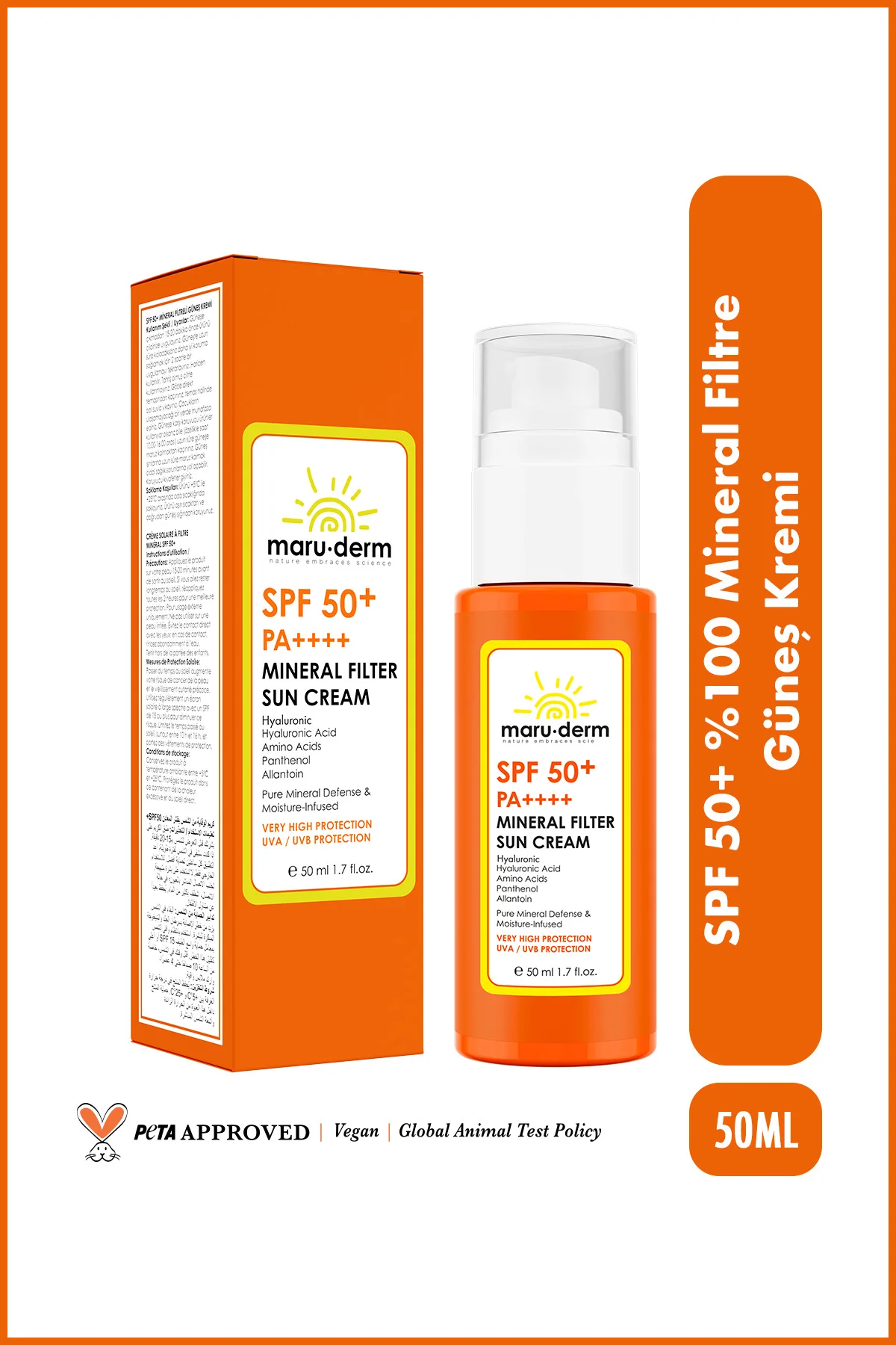 %100 Mineral Filtre Güneş Kremi SPF 50+ PA++++ 50 ML