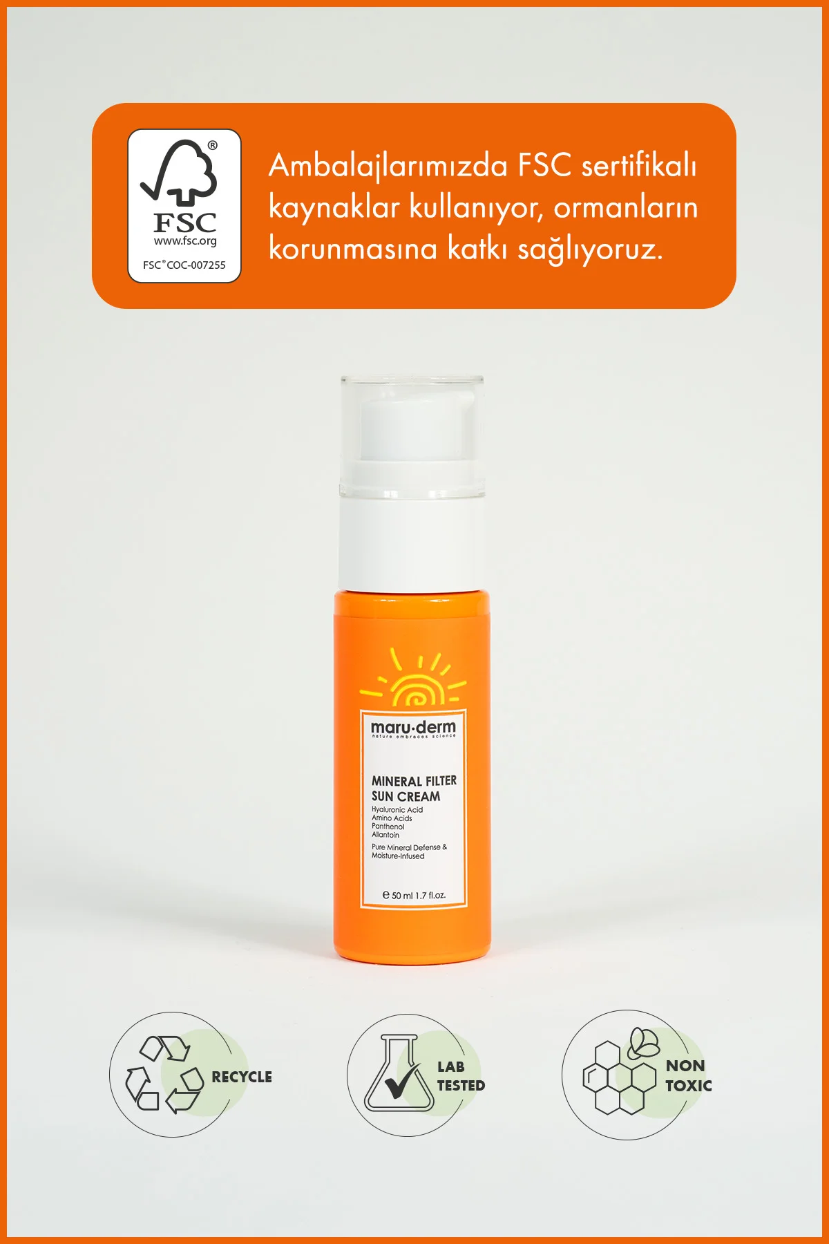 %100 Mineral Filtre Güneş Kremi SPF 50+ PA++++ 50 ML