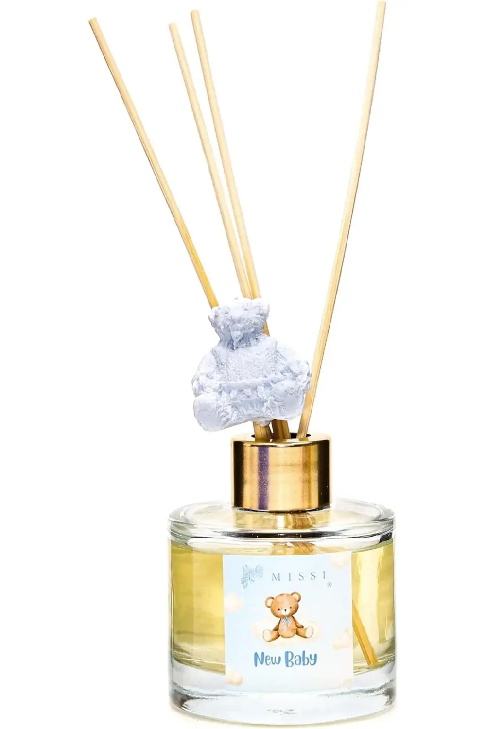 100 ml Mavi Ayıcık Seramik Taş Bambu Çubuklu New Baby Oda Kokusu