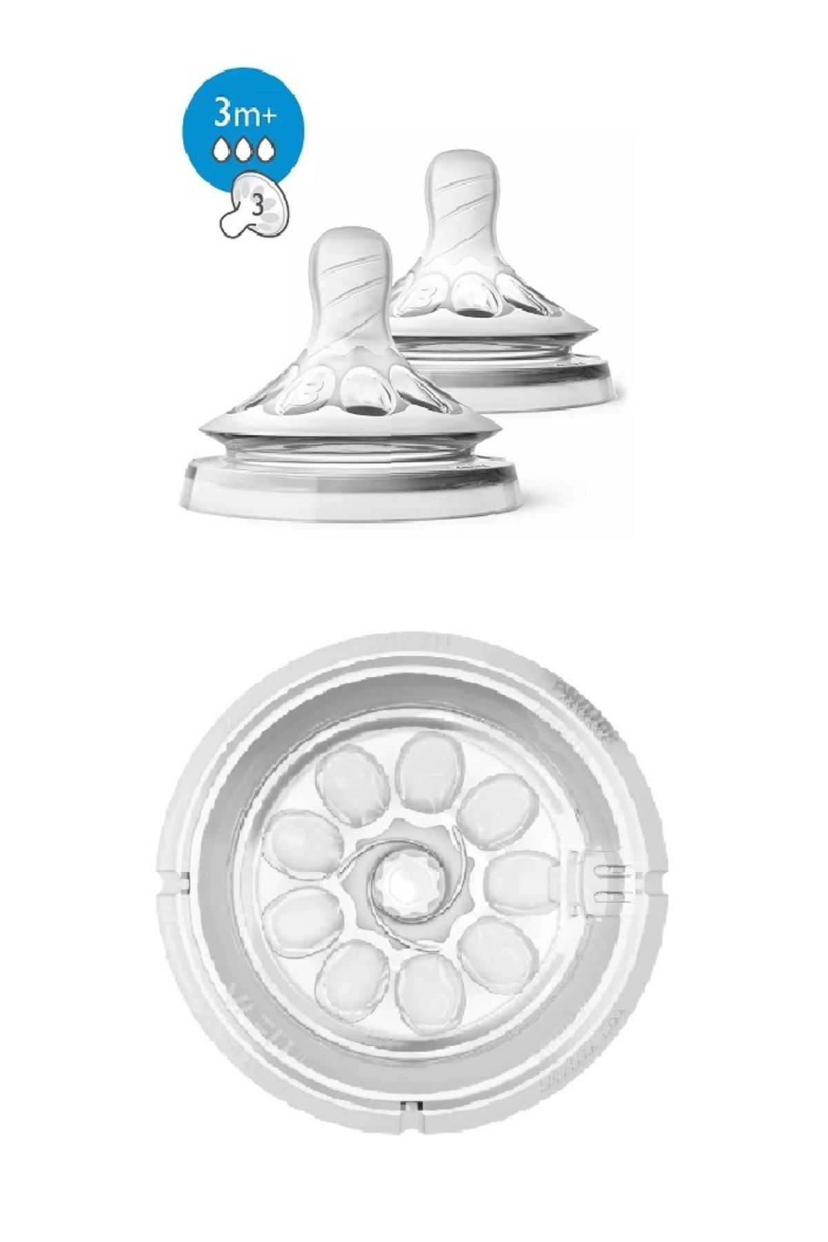 Philips Avent %100 Natural Biberon Yumuşak Emziği Orta Akişli 3 Delikli 2'Li Bi