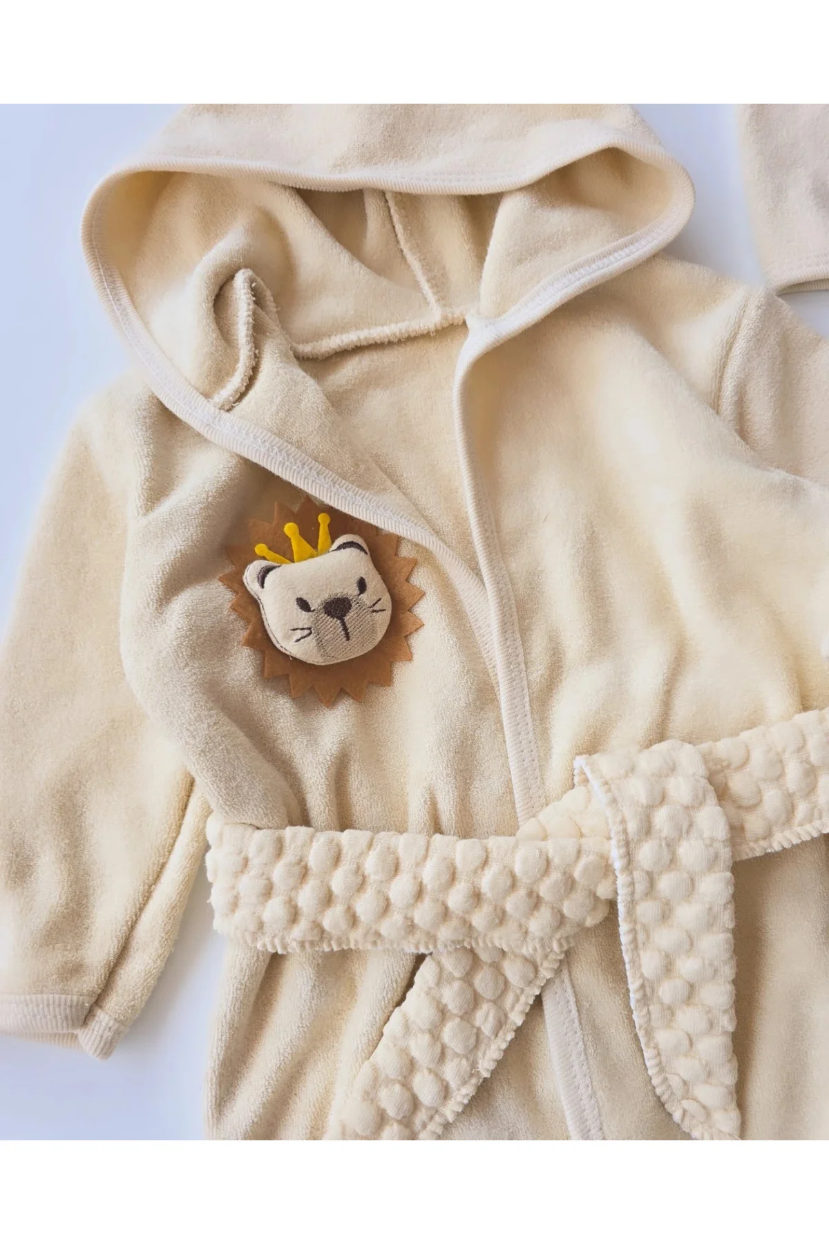 %100 Organic Premium Concon Baby Erkek Bebek Aslan Bornoz Takımı